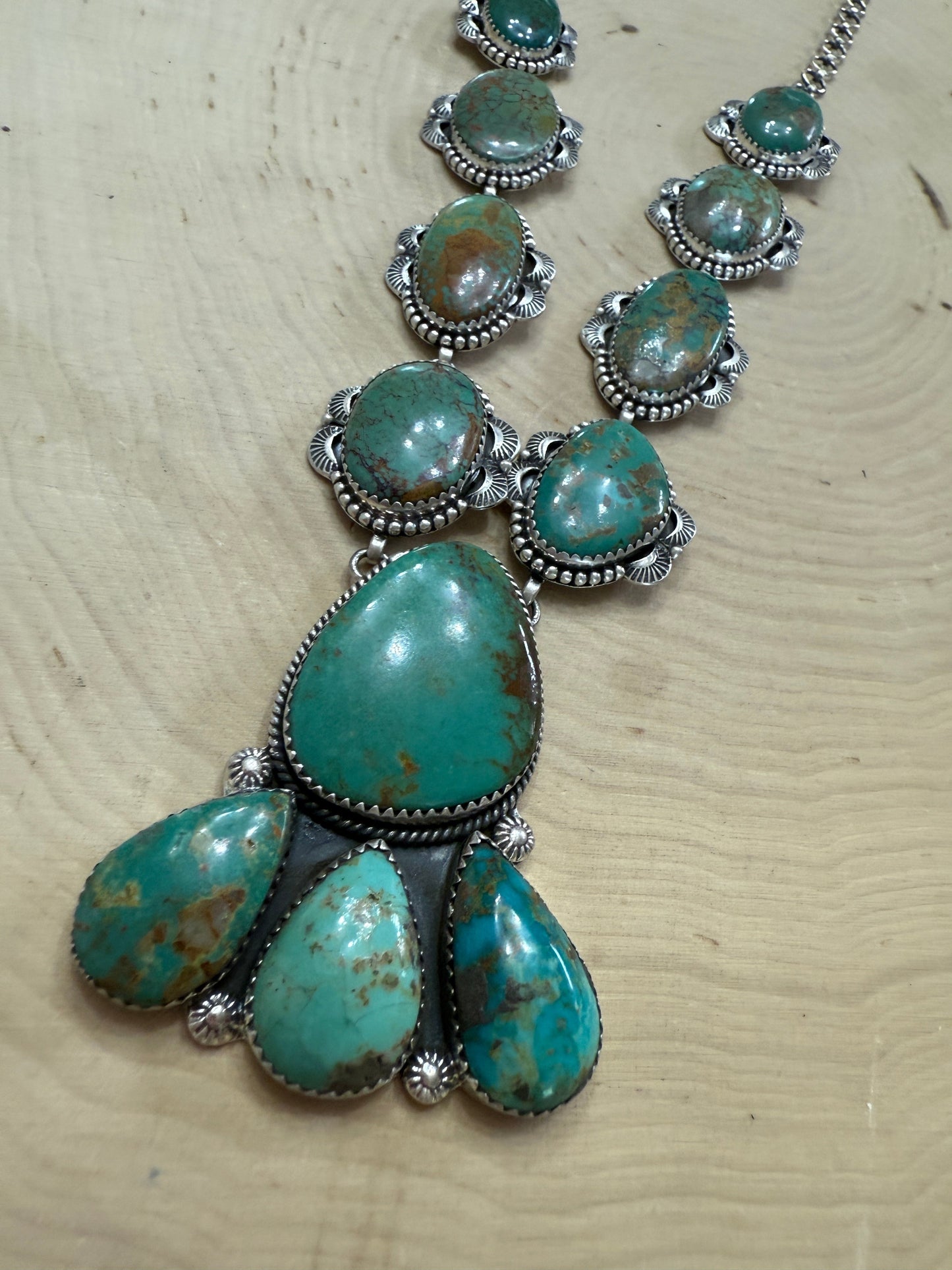 Handmade Sterling Silver & Royston Statement Necklace