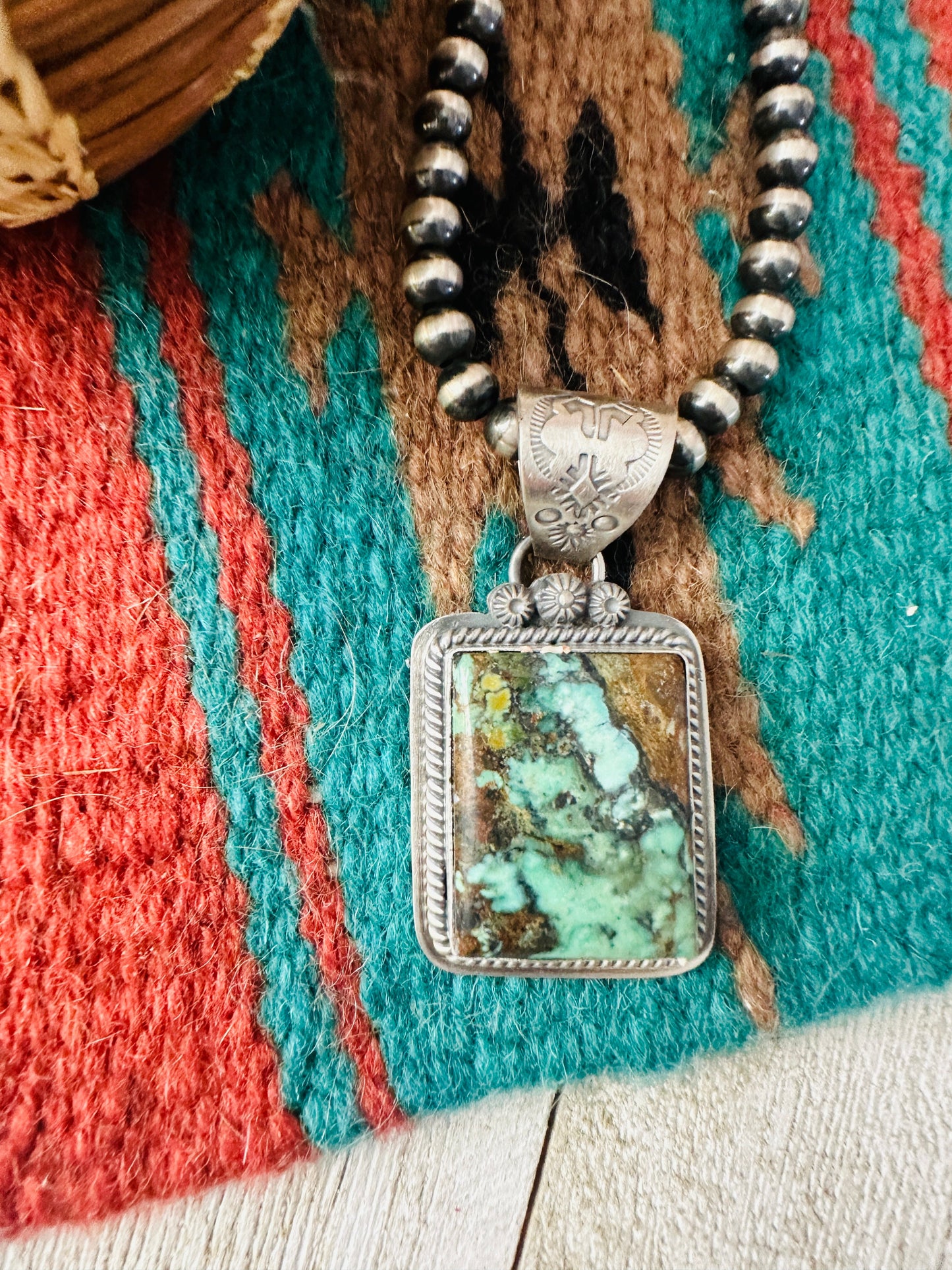 Navajo Variscite & Sterling Silver Pendant