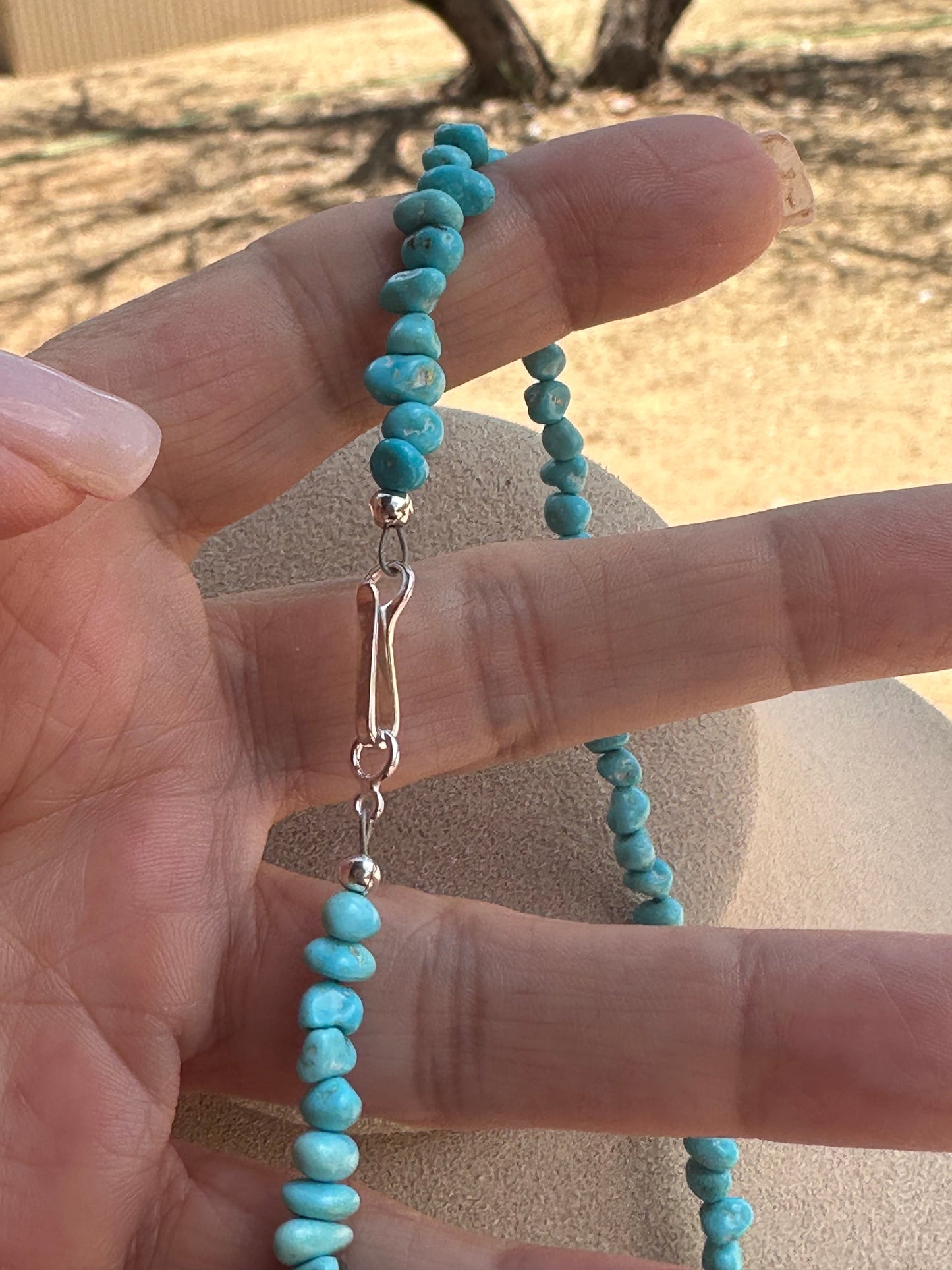 Navajo Kingman Turquoise Beaded Necklace 18 inch