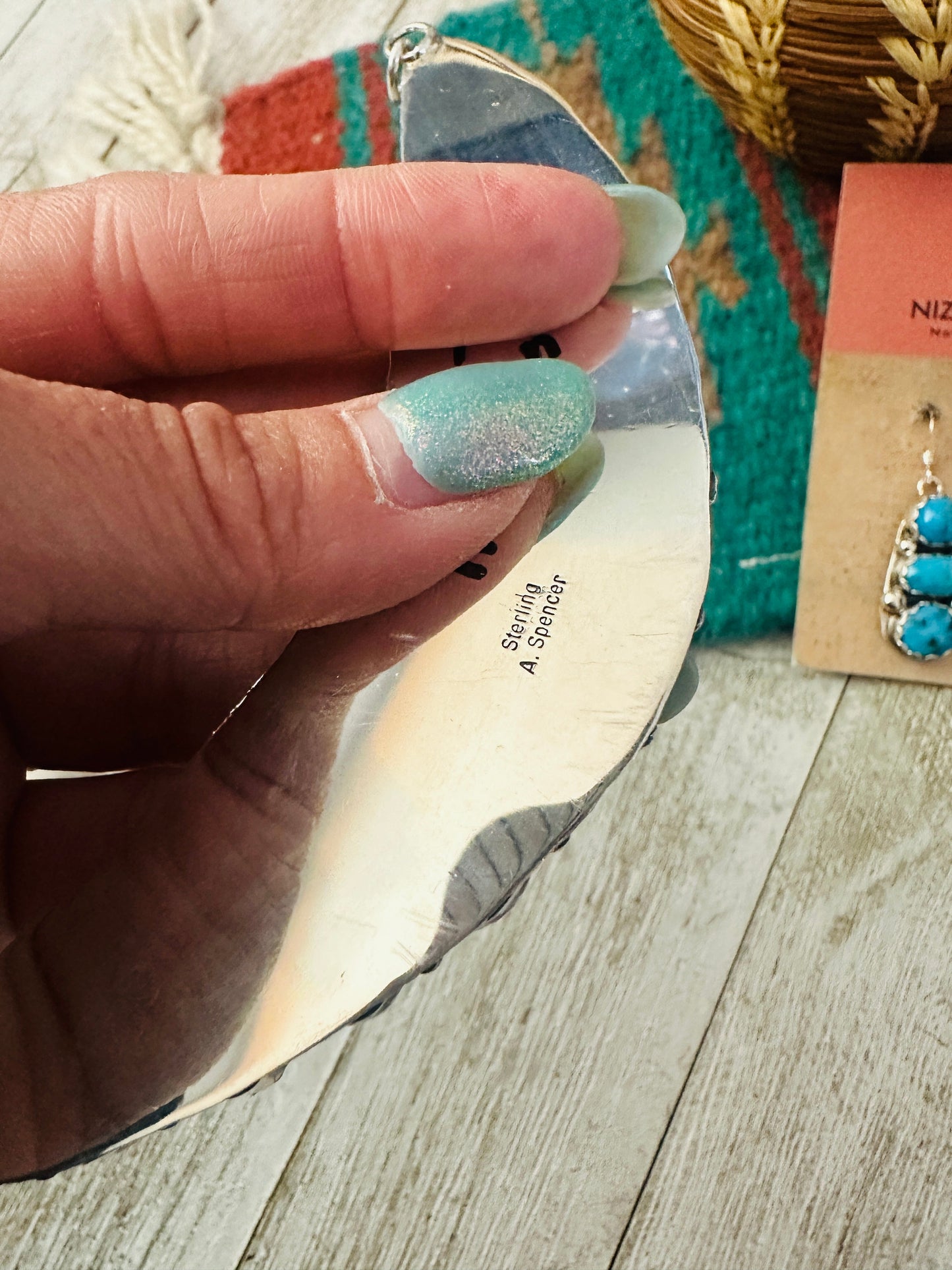 Navajo Sterling Silver & Turquoise Cluster Necklace and Earring Set