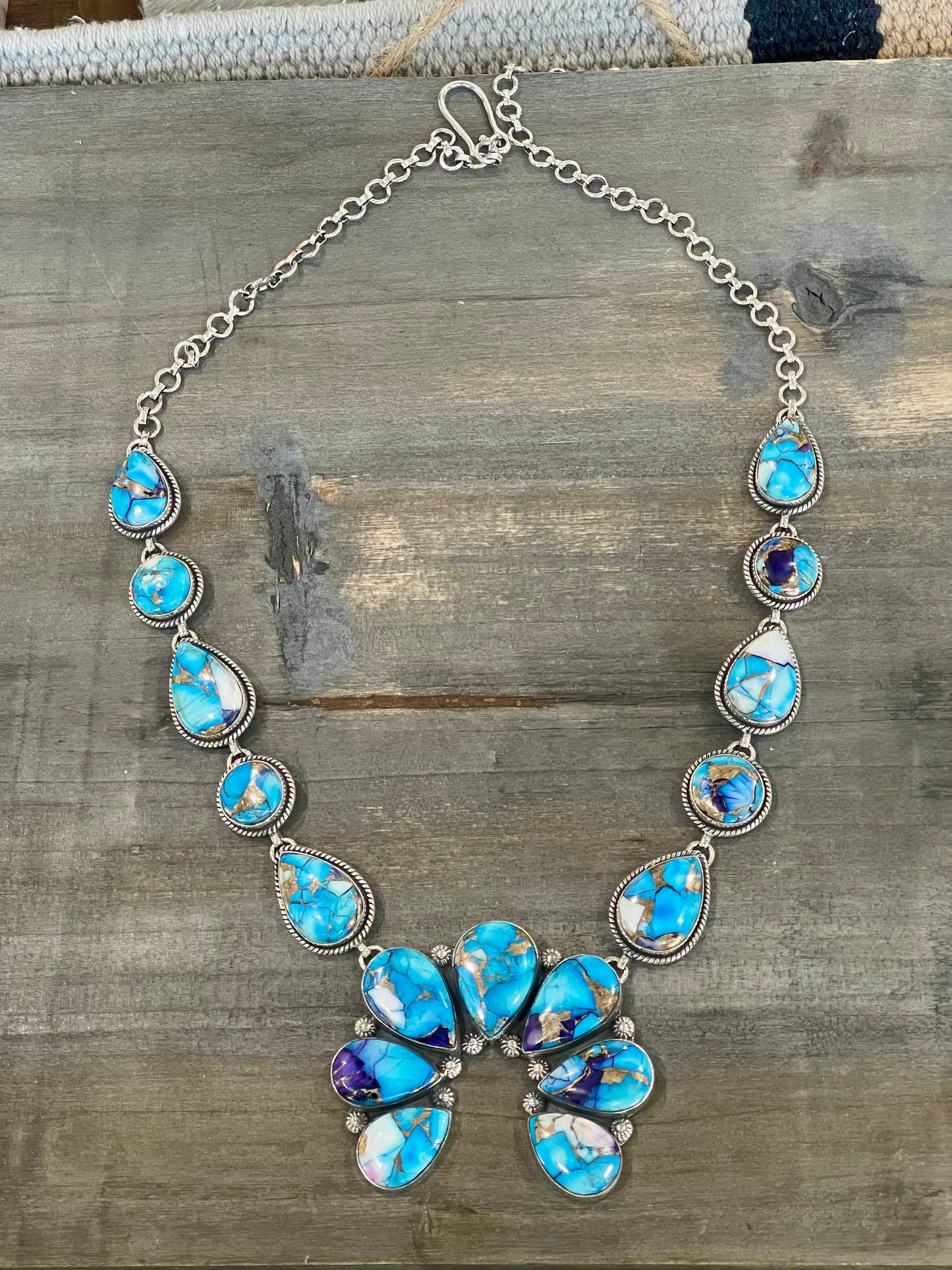 Handmade Sterling Silver & Purple Kingman Mojave Naja Necklace