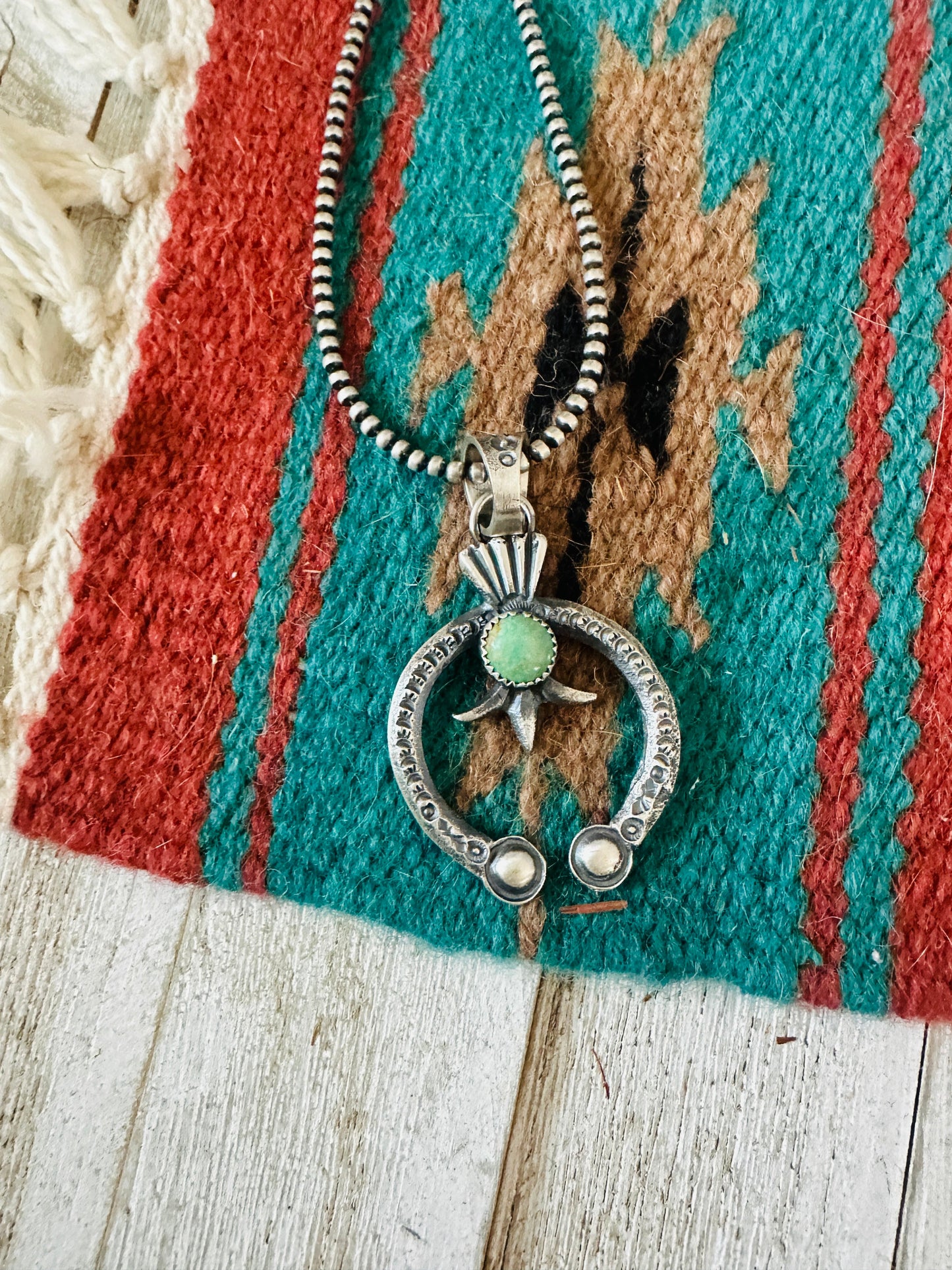 Navajo Sterling Silver & Turquoise Naja Pendant by Eva & Linberg Billah