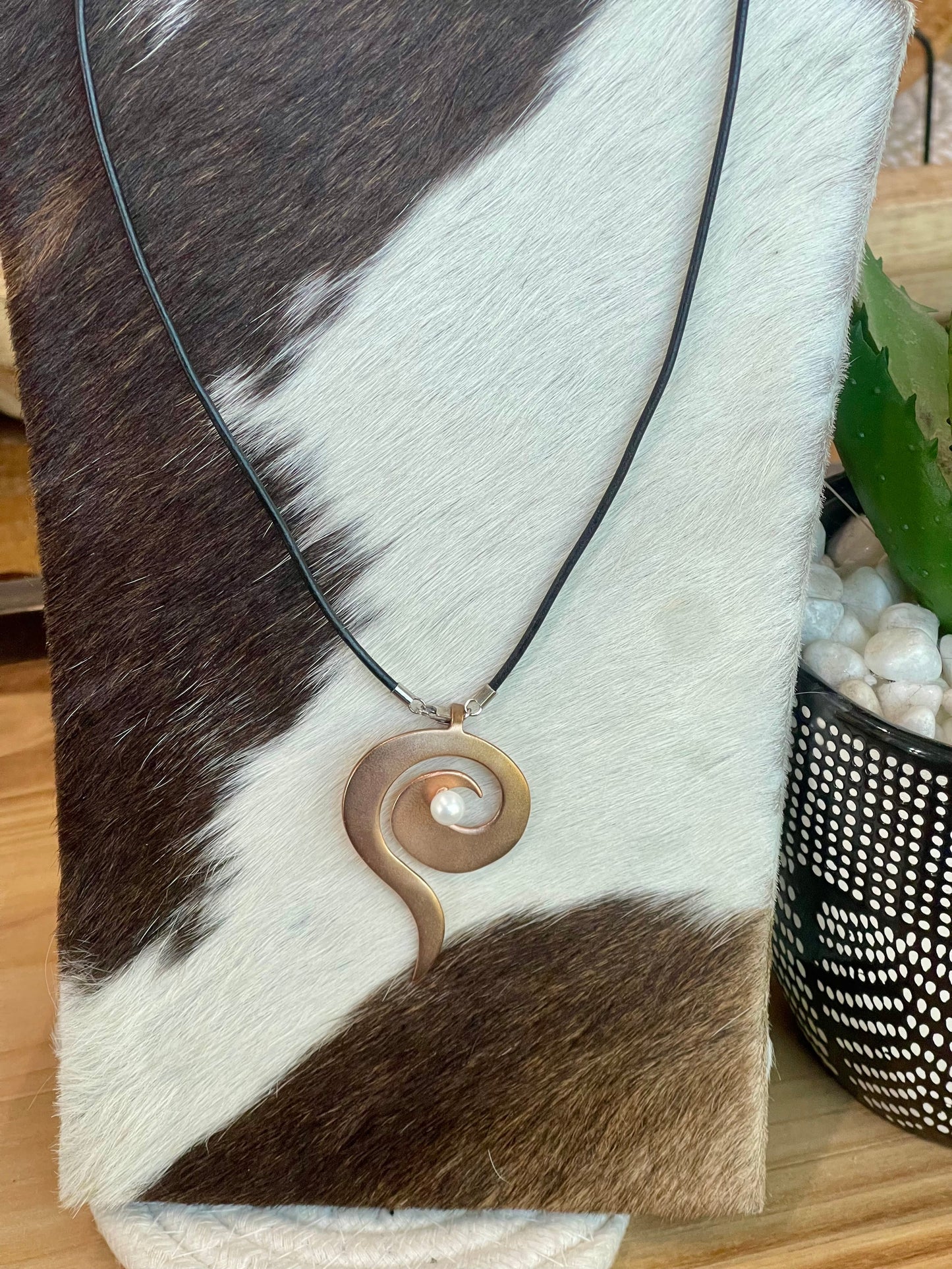 Vintage Handmade Copper Swirl Necklace
