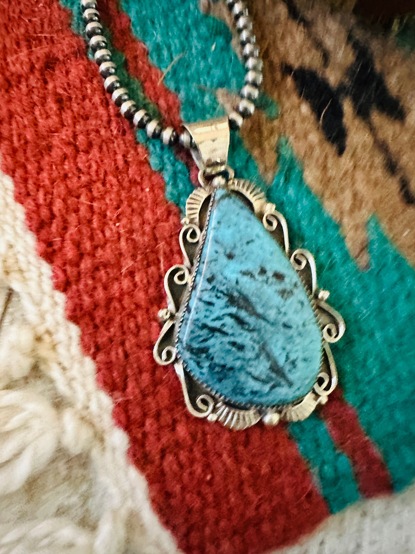Navajo Kingman Turquoise & Sterling Silver Pendant