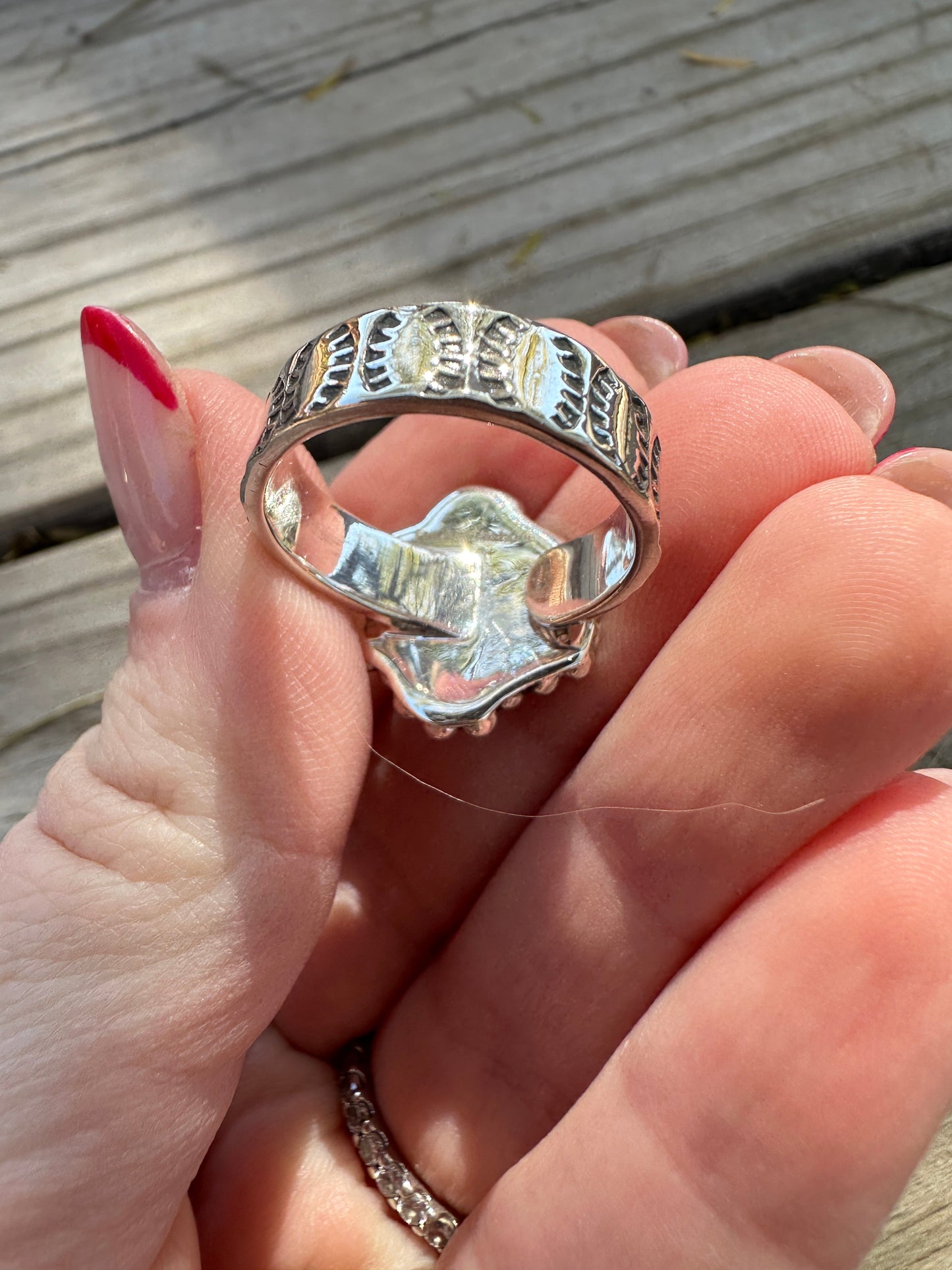 Handmade Sterling Silver Dahlia Rose Saguaro Cactus Adjustable Ring
