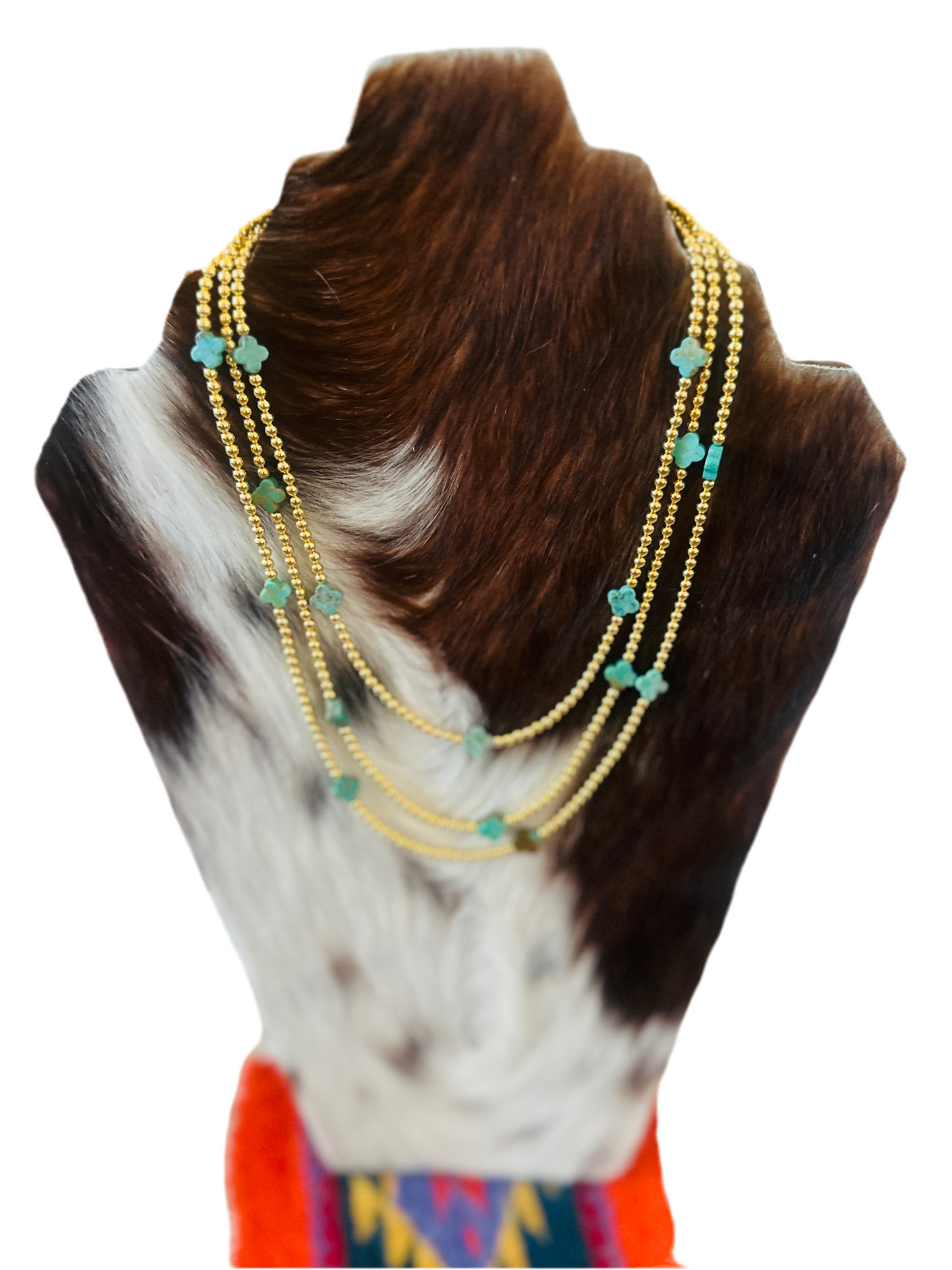 Navajo Gold Plated Sterling Silver & Turquoise Beaded Necklace