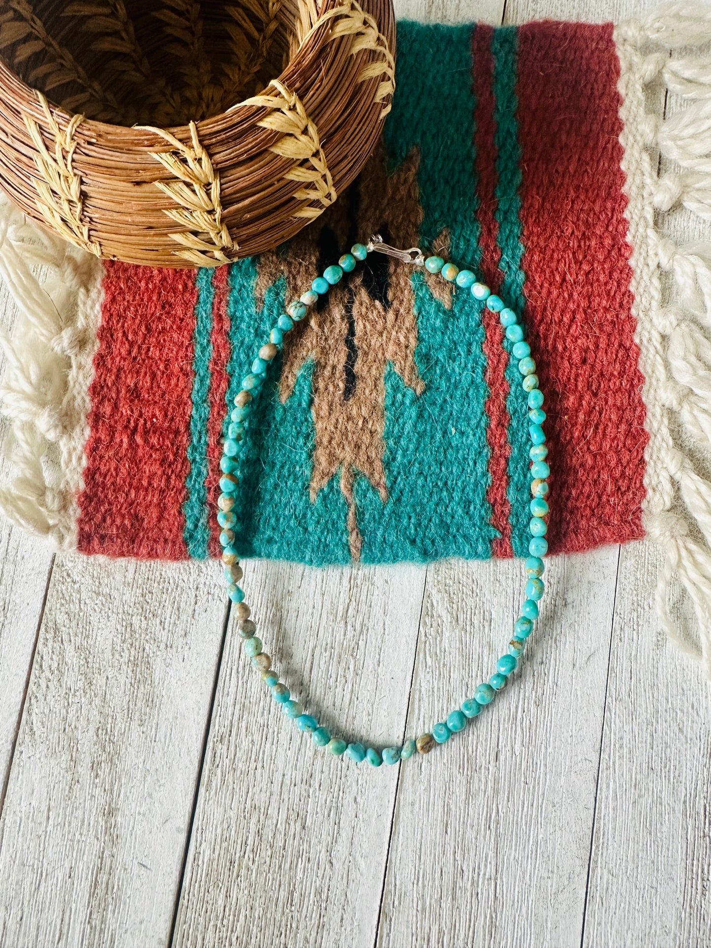 Navajo Turquoise & Sterling Silver Beaded Necklace