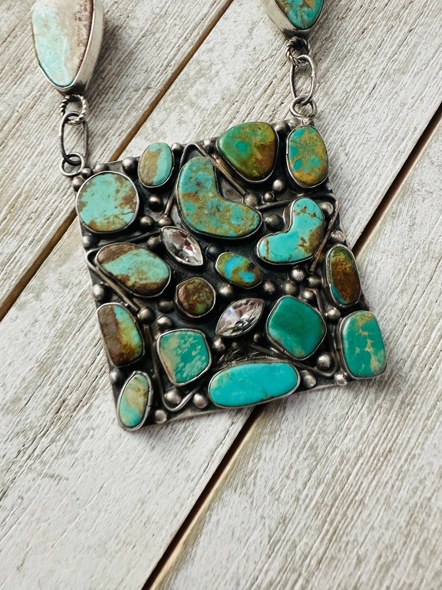 Navajo Sterling Silver & Royston Turquoise Necklace by Jacqueline Silver