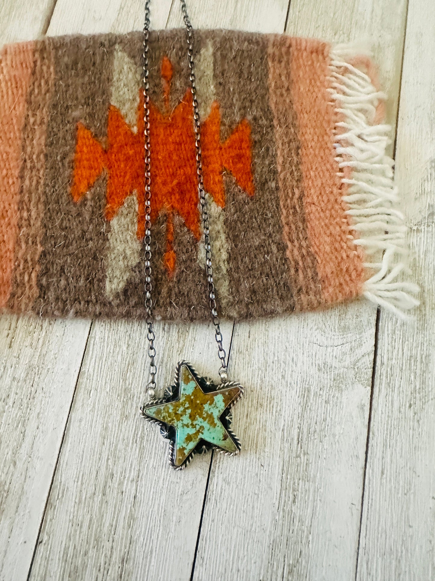 Navajo Sterling Silver & Turquoise Star Necklace