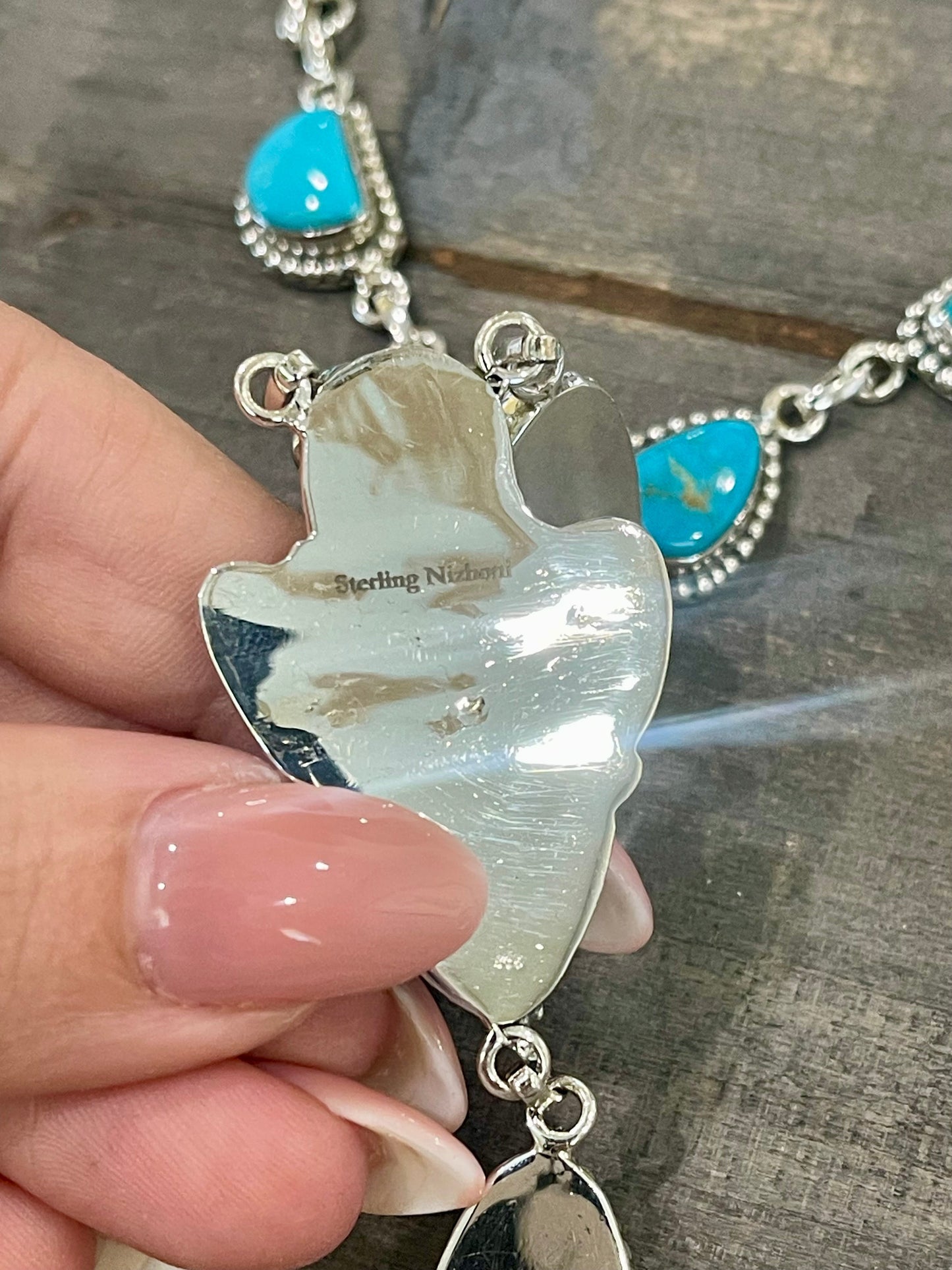 Handmade Sterling Silver Sonoran Mountain Turquoise Lariat Necklace