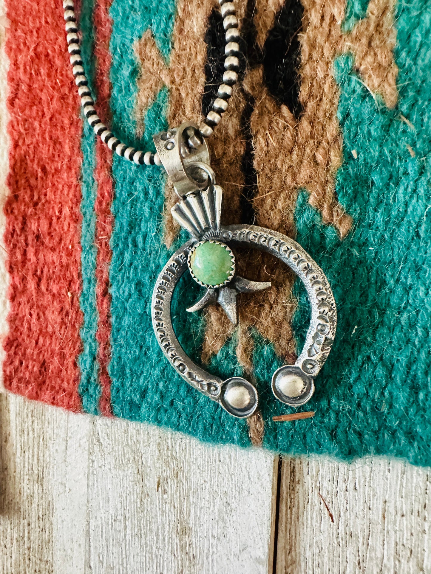 Navajo Sterling Silver & Turquoise Naja Pendant by Eva & Linberg Billah