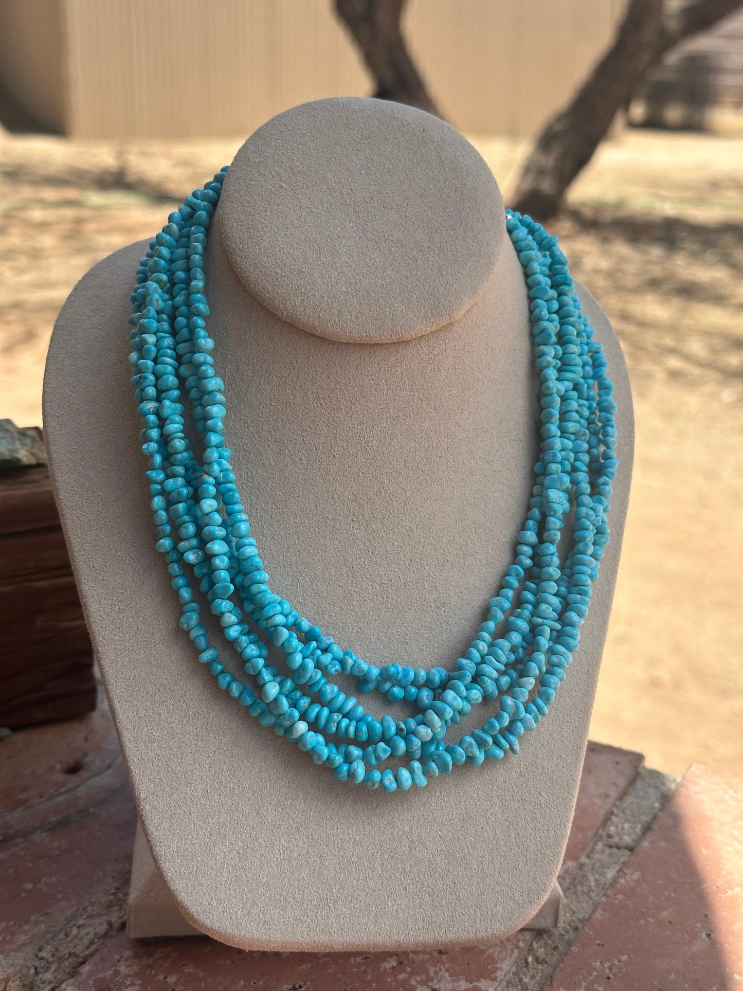 Navajo Kingman Turquoise Beaded Necklace 18 inch