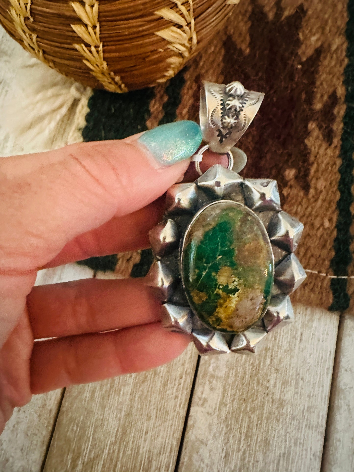 Navajo Royston Turquoise & Sterling Silver Pendant
