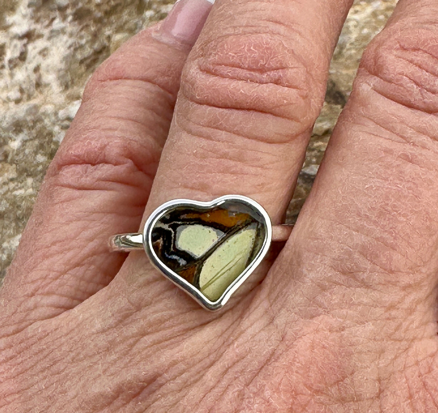 Malachite Butterfly Ring Size 9.5
