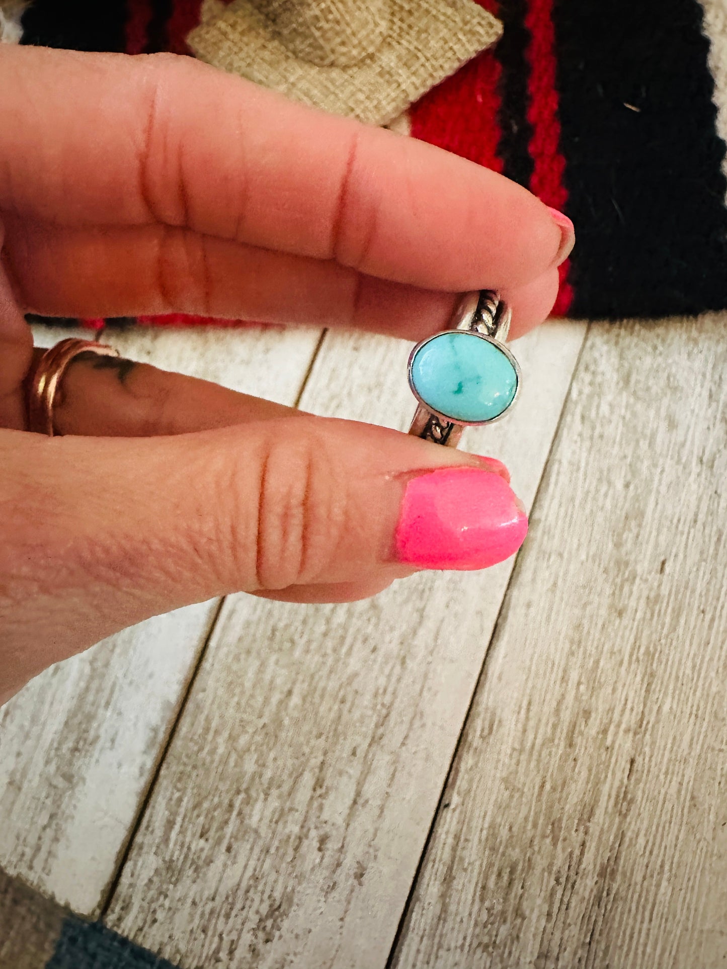 Navajo Turquoise & Sterling Silver Ring Size 5