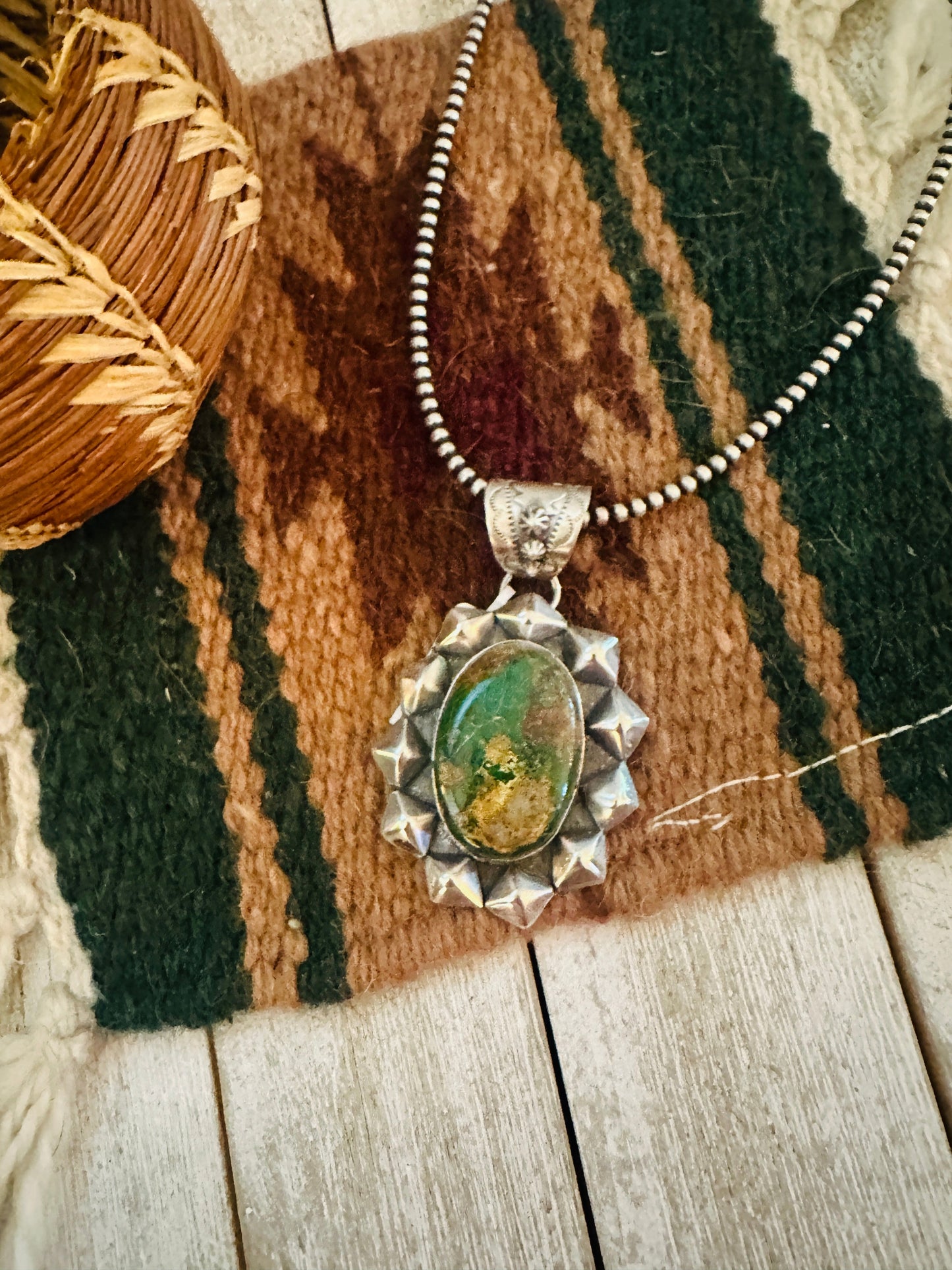 Navajo Royston Turquoise & Sterling Silver Pendant
