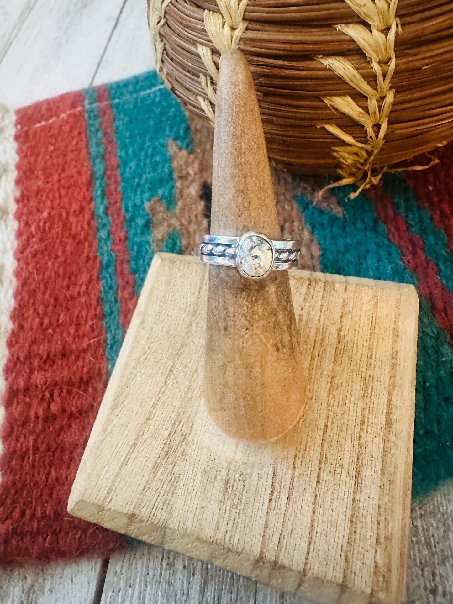 Navajo Sterling Silver & White Buffalo Ring