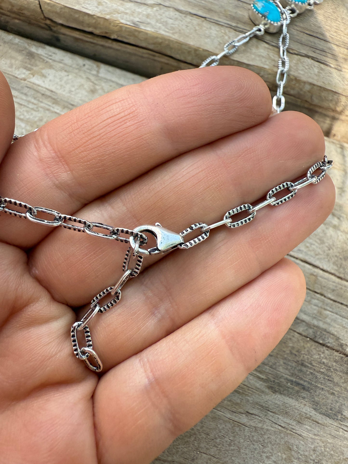 Handmade Sterling Silver & Golden Hills Turquoise Lariat Necklace