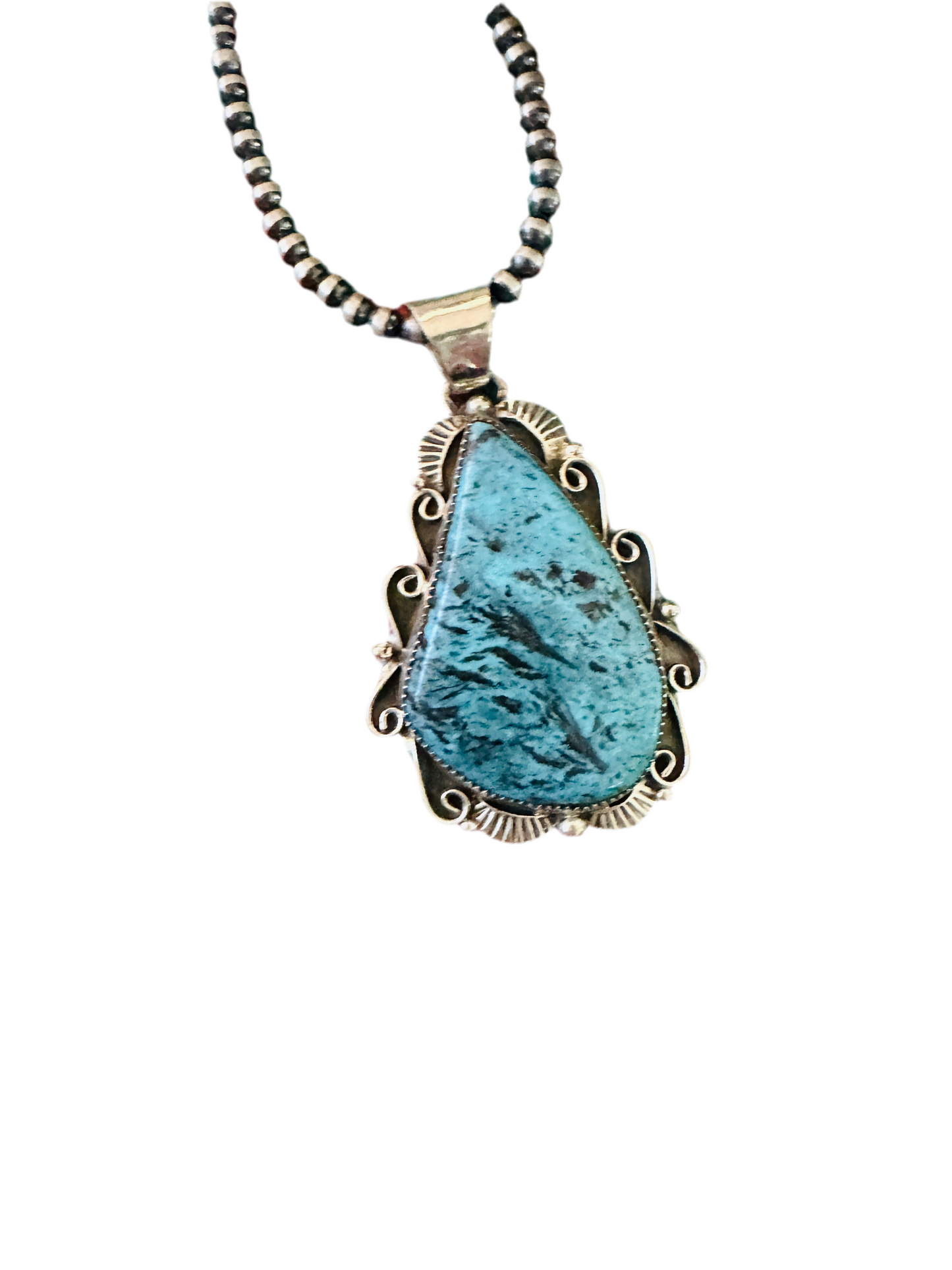 Navajo Kingman Turquoise & Sterling Silver Pendant