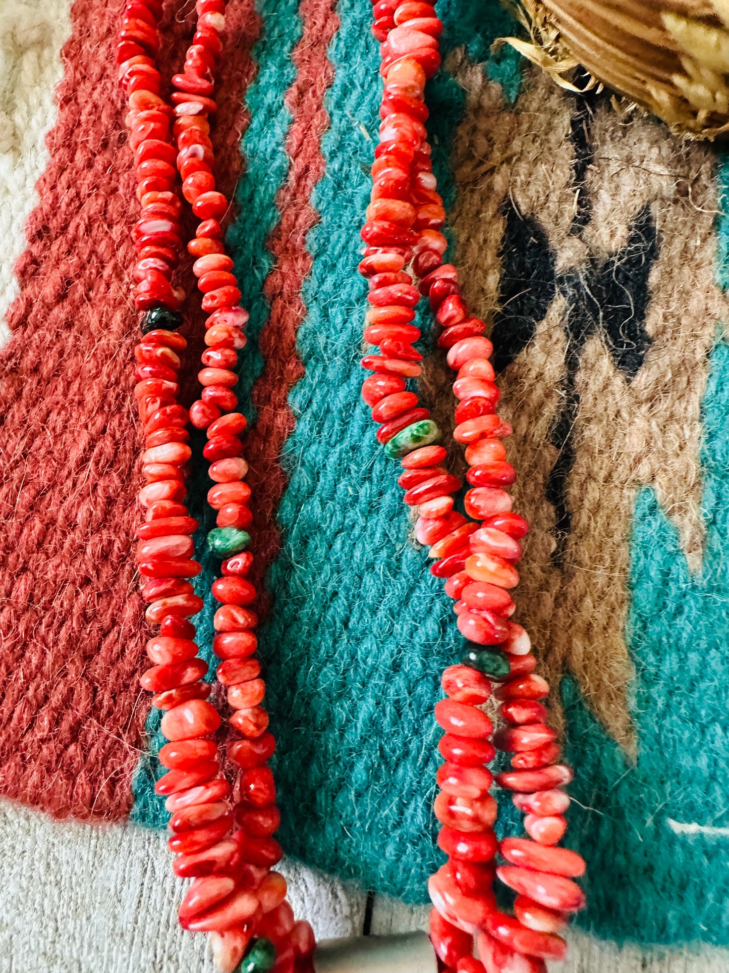 Navajo Sterling Silver, Spiny & Turquoise Cluster Beaded Necklace