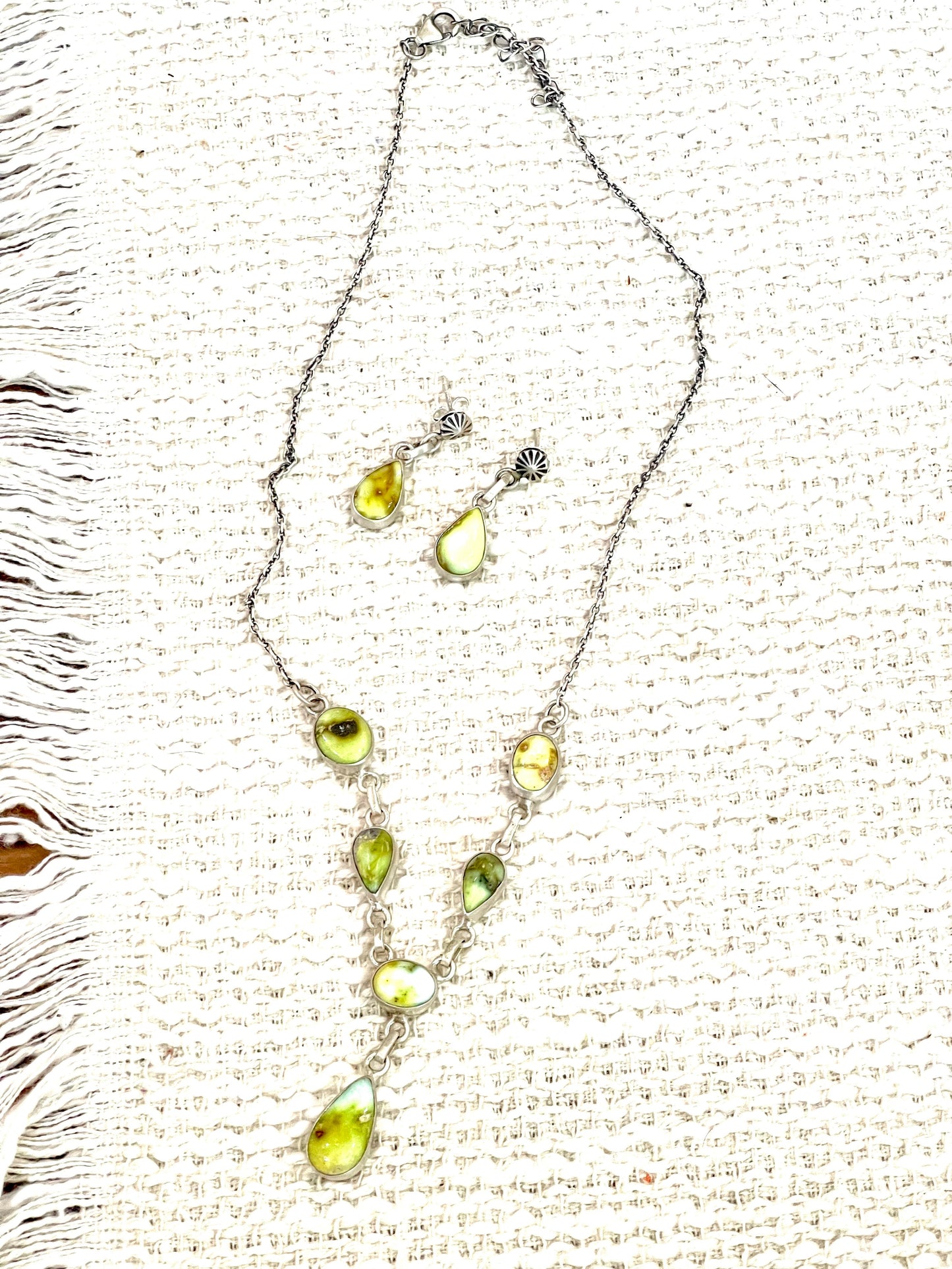 Handmade Sterling Silver & Palomino Turquoise Necklace Earring Set