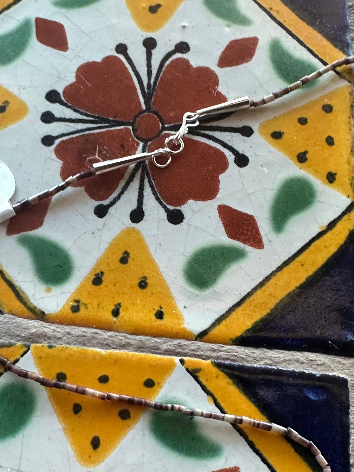 Zuni Multi Stone & Heishi Beaded Butterfly Fetish Necklace