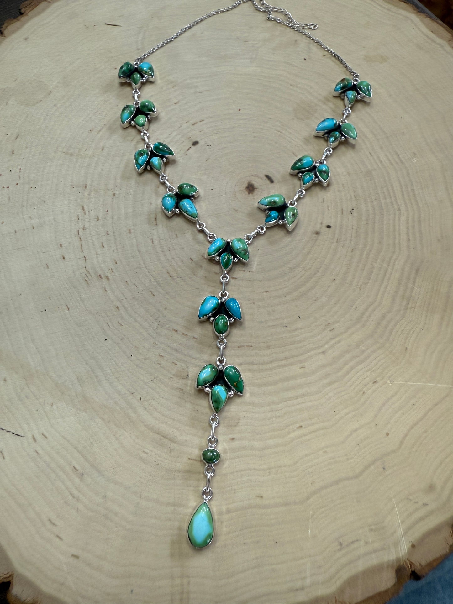 Handmade Sterling Silver & Sonoran Mountain Turquoise Lariat Necklace