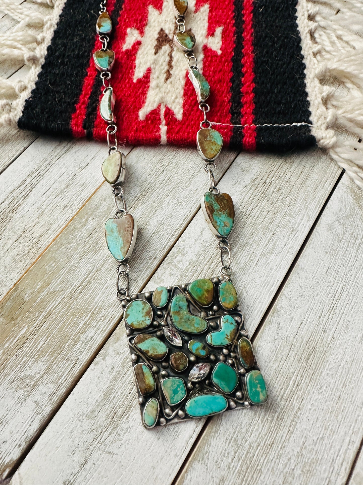 Navajo Sterling Silver & Royston Turquoise Necklace by Jacqueline Silver