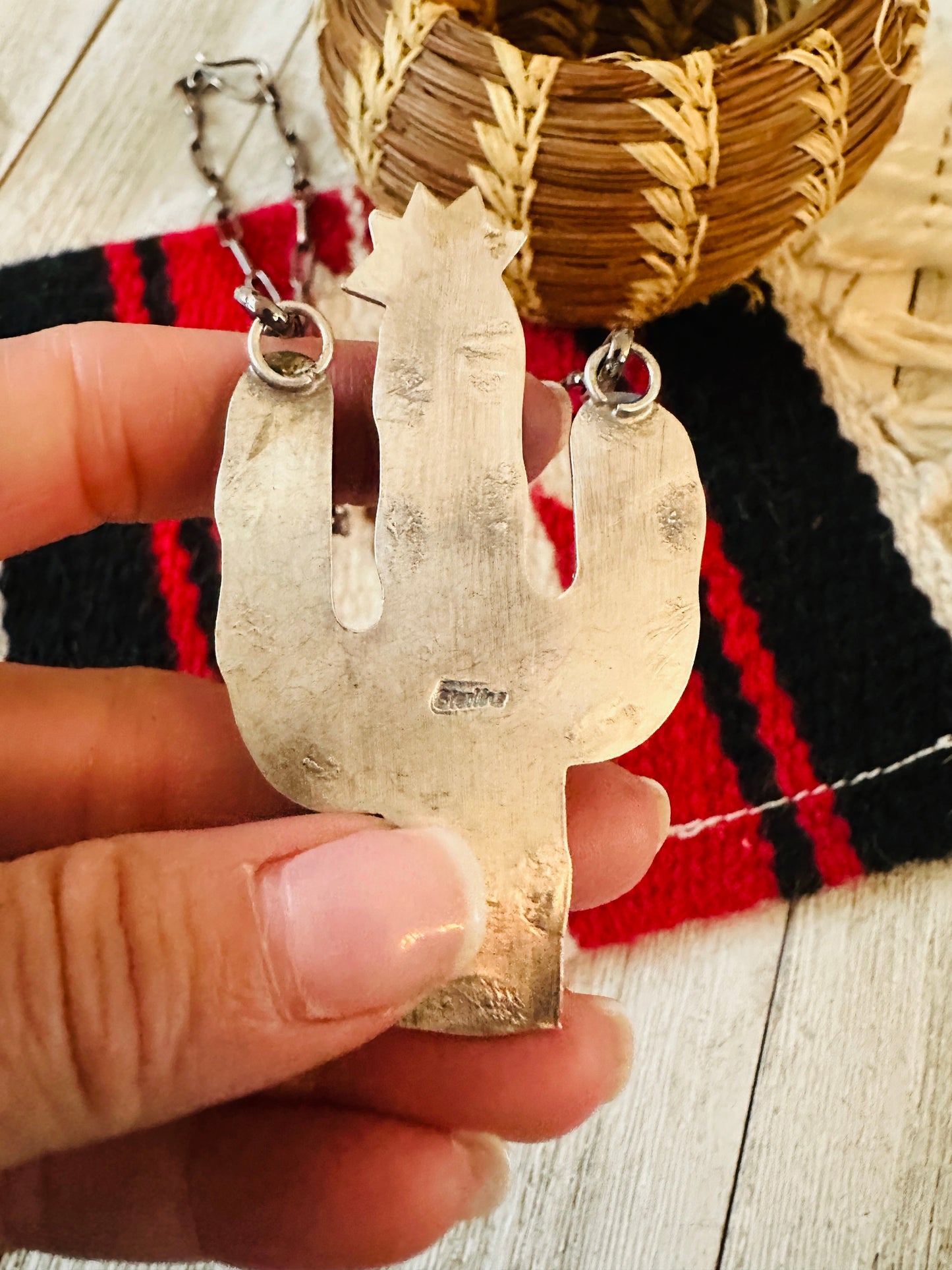 Navajo Sterling Silver, Turquoise & Spiny Cactus Necklace