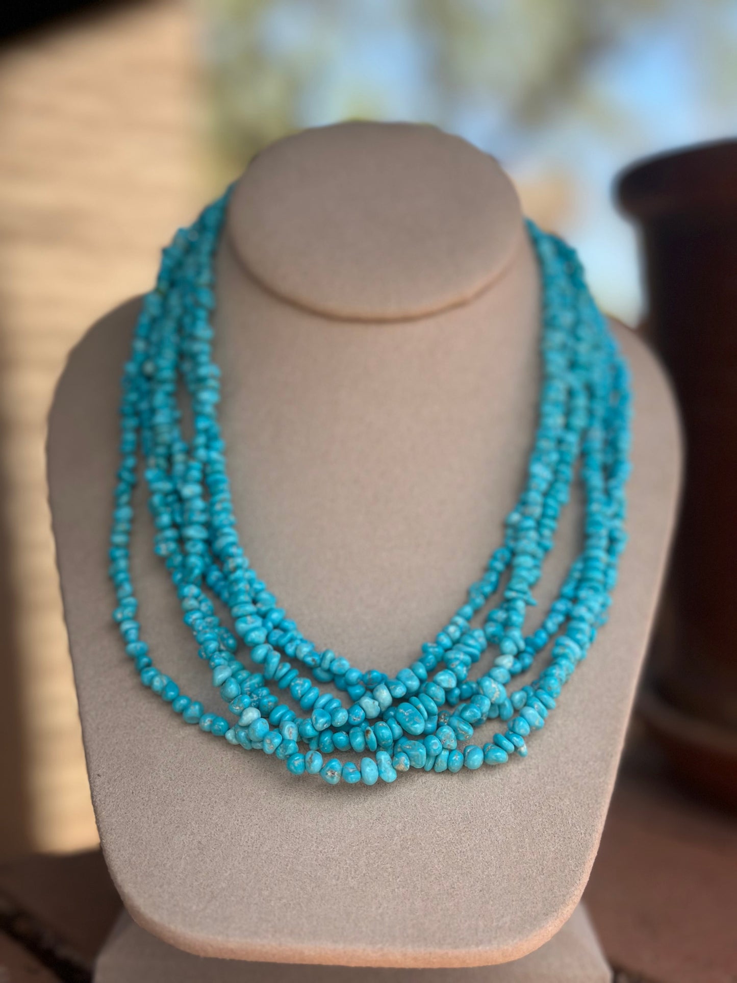 Navajo Kingman Turquoise Beaded Necklace 18 inch