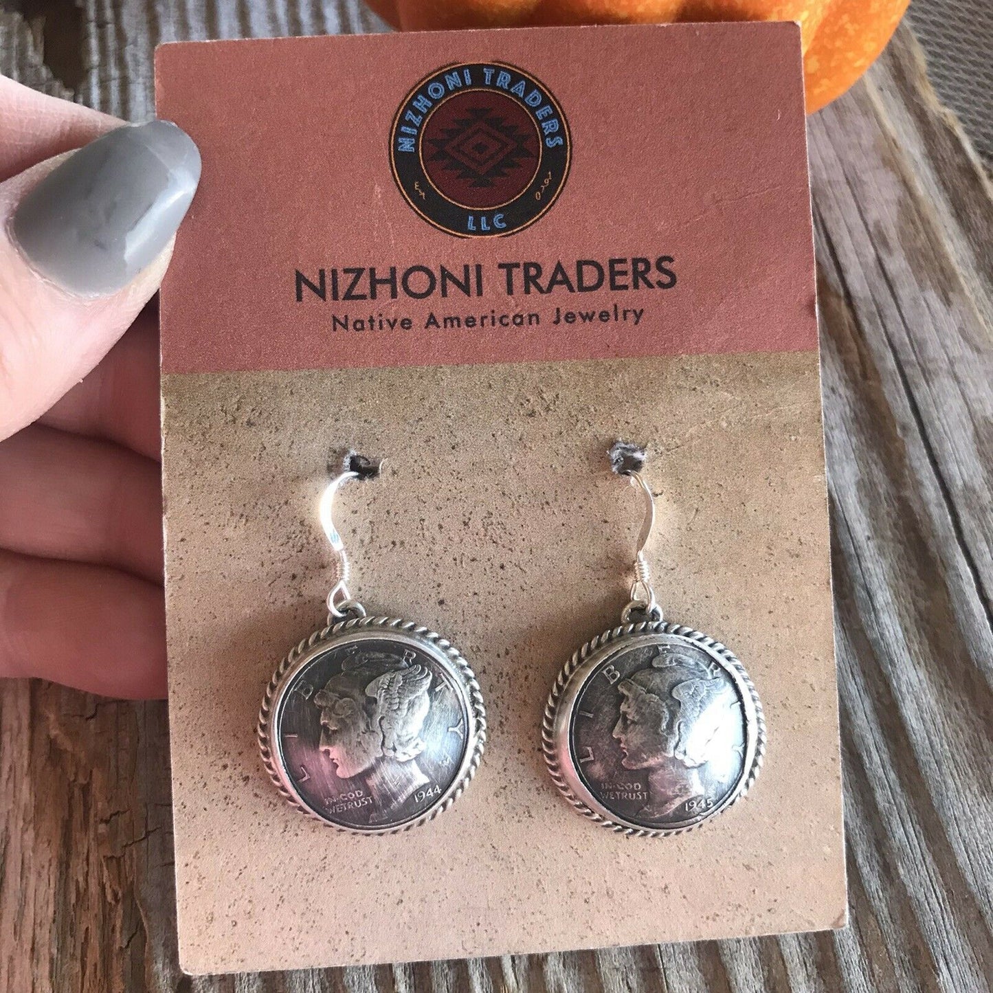 Kee- J Sterling Silver Turquoise Liberty Coin Dangle Earrings