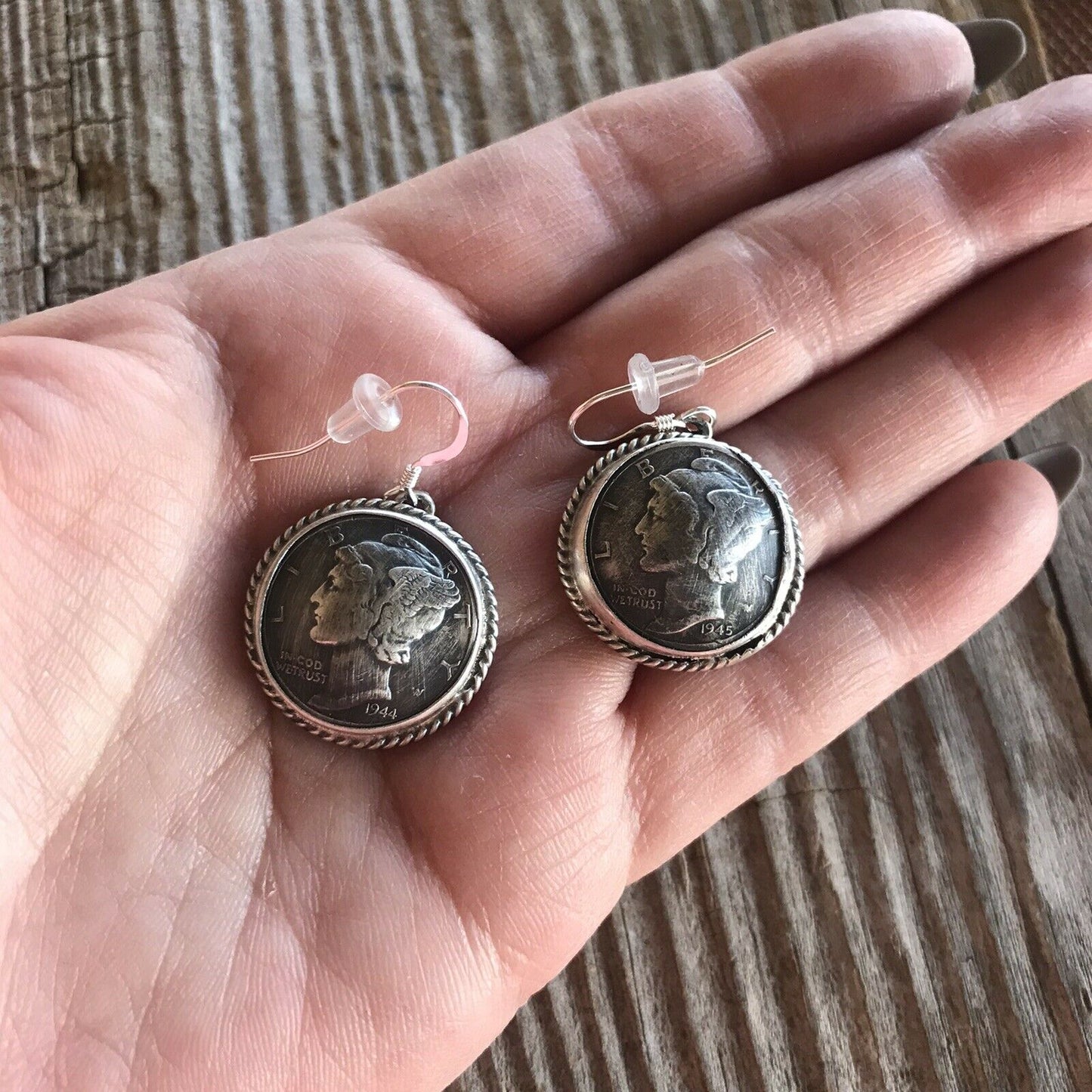 Kee- J Sterling Silver Turquoise Liberty Coin Dangle Earrings