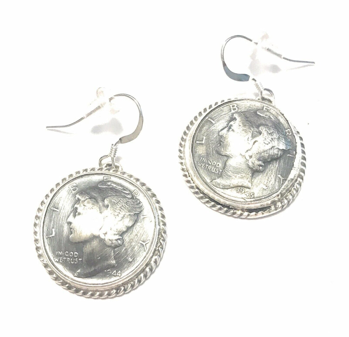 Kee- J Sterling Silver Turquoise Liberty Coin Dangle Earrings