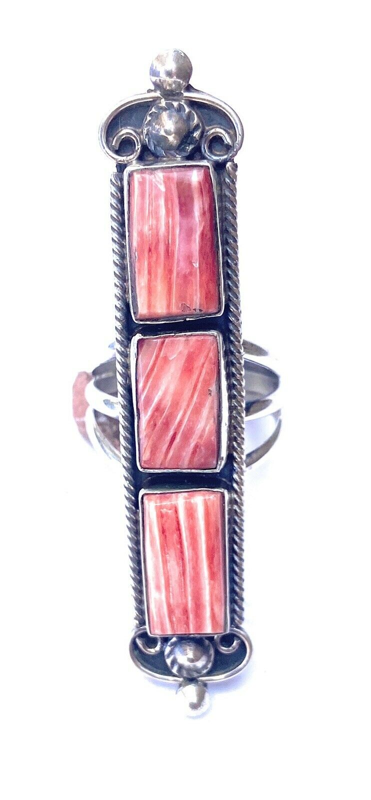 Navajo Spiny Oyster & Sterling Silver Ring Size 8.5 Signed
