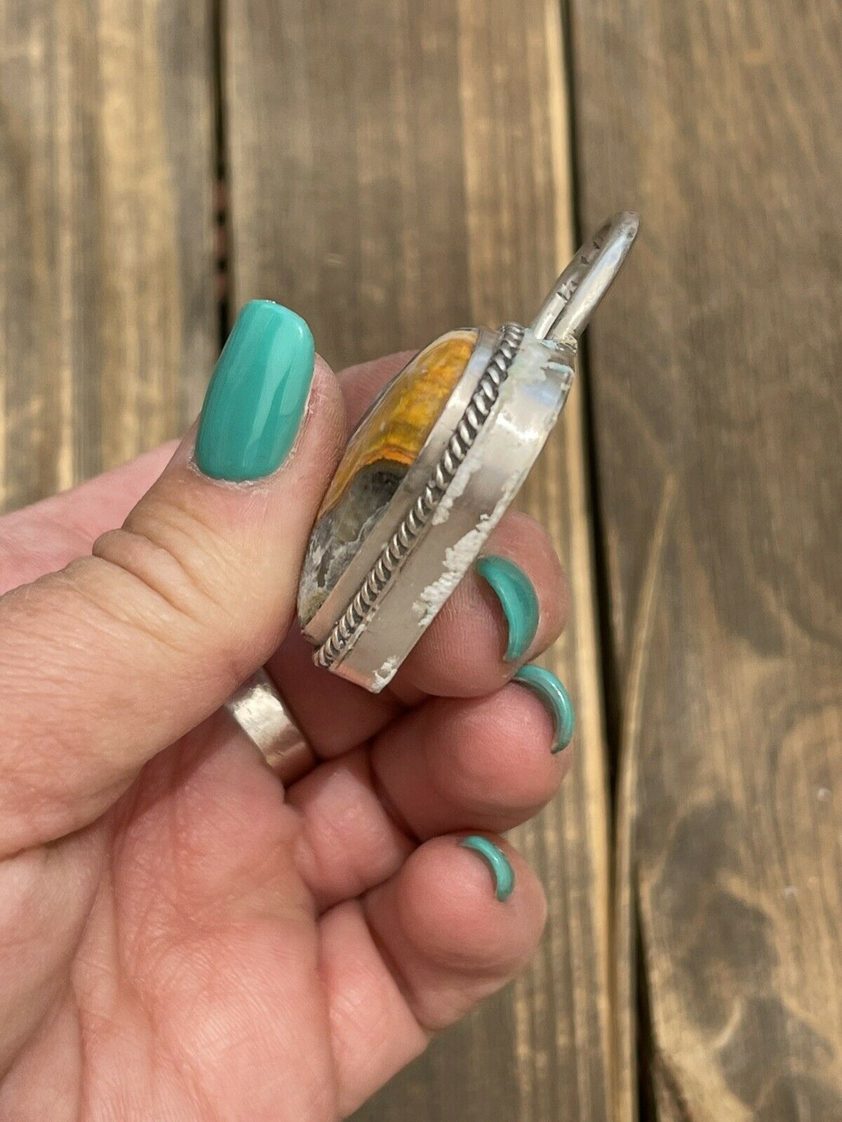 Navajo Bumblebee & Sterling Silver Heart Pendant Signed