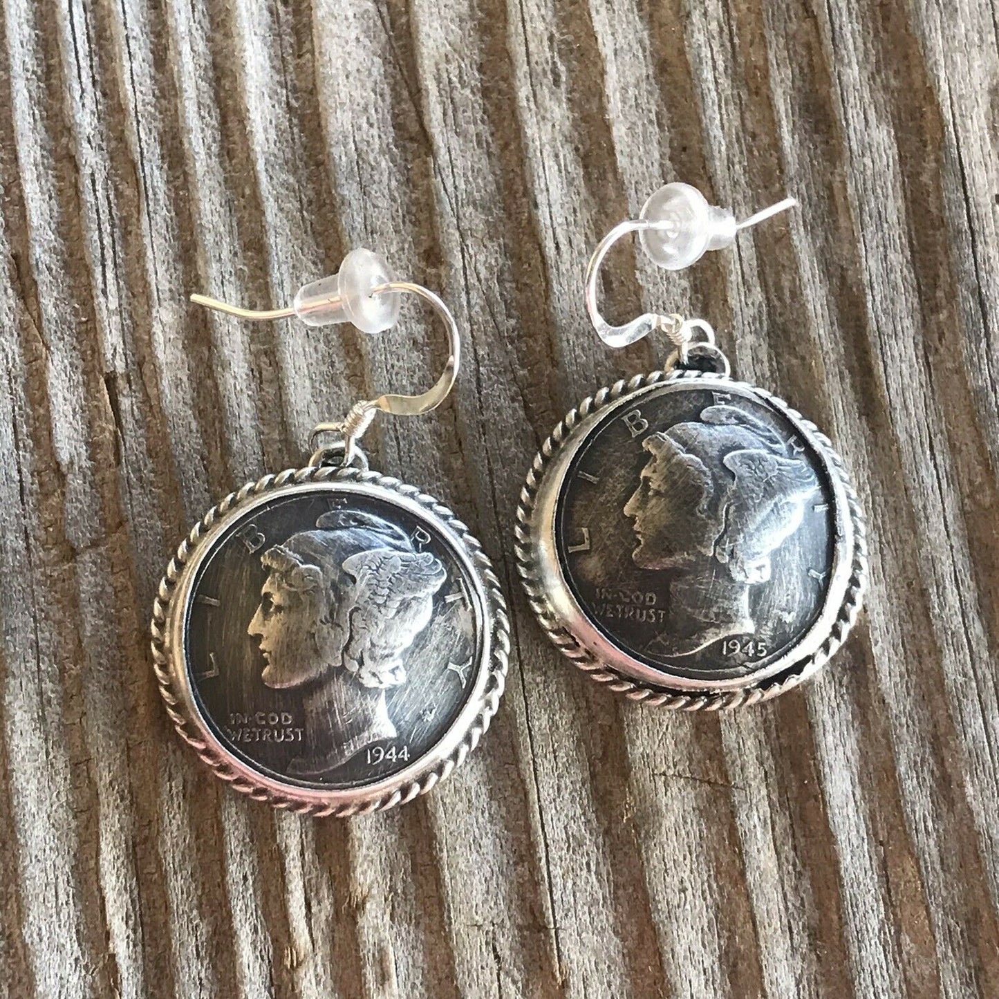 Kee- J Sterling Silver Turquoise Liberty Coin Dangle Earrings