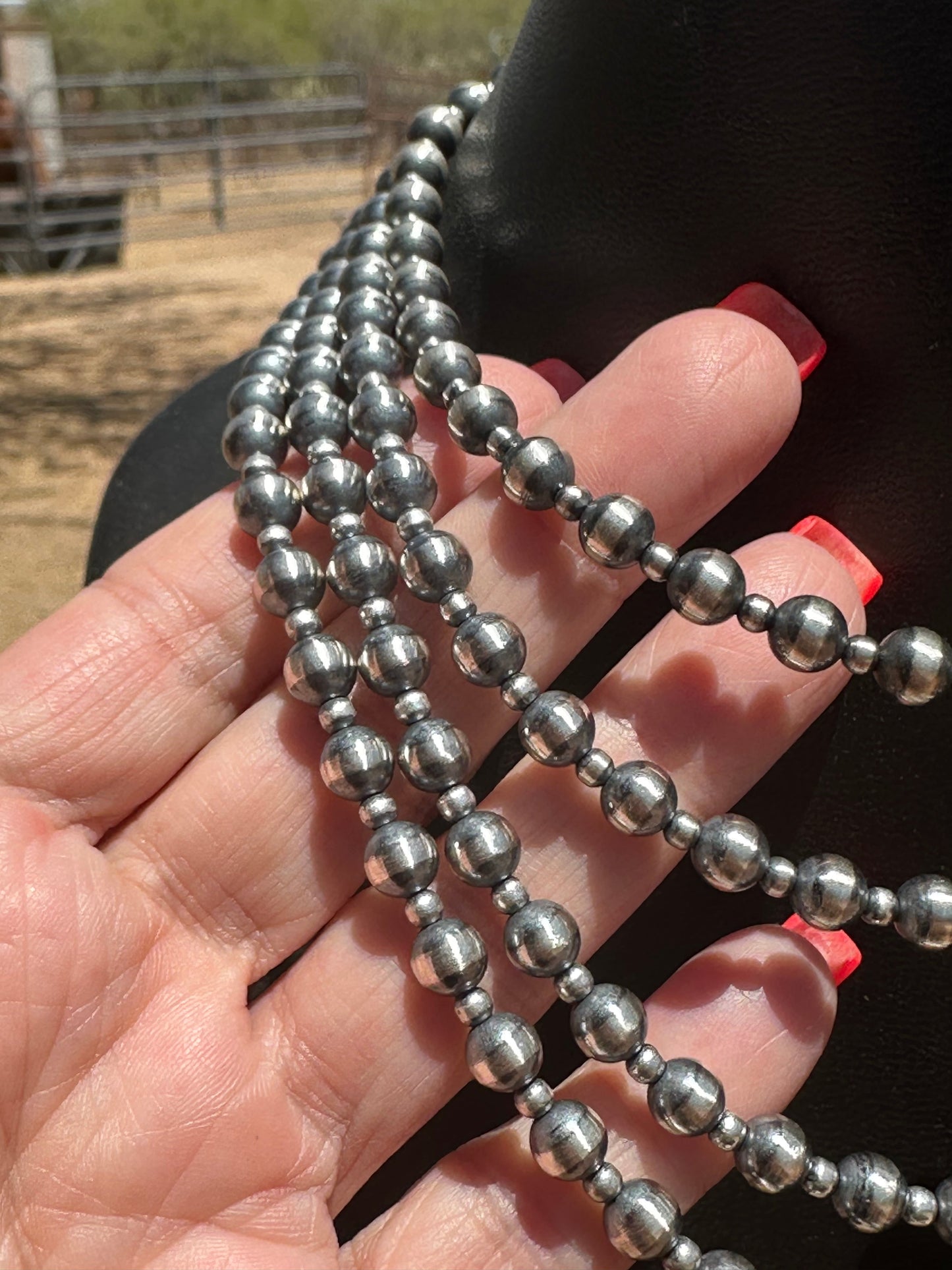 Navajo Pearl Style 3mm & 6mm Sterling Silver Necklaces