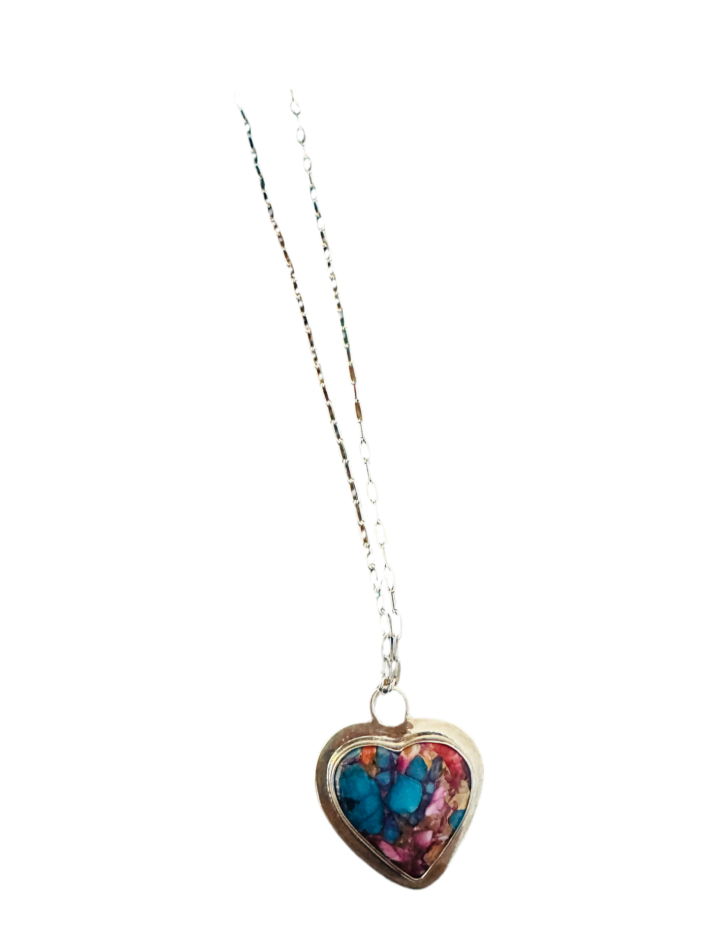 Navajo Sterling Silver & Pink Dream Mojave Heart Necklace