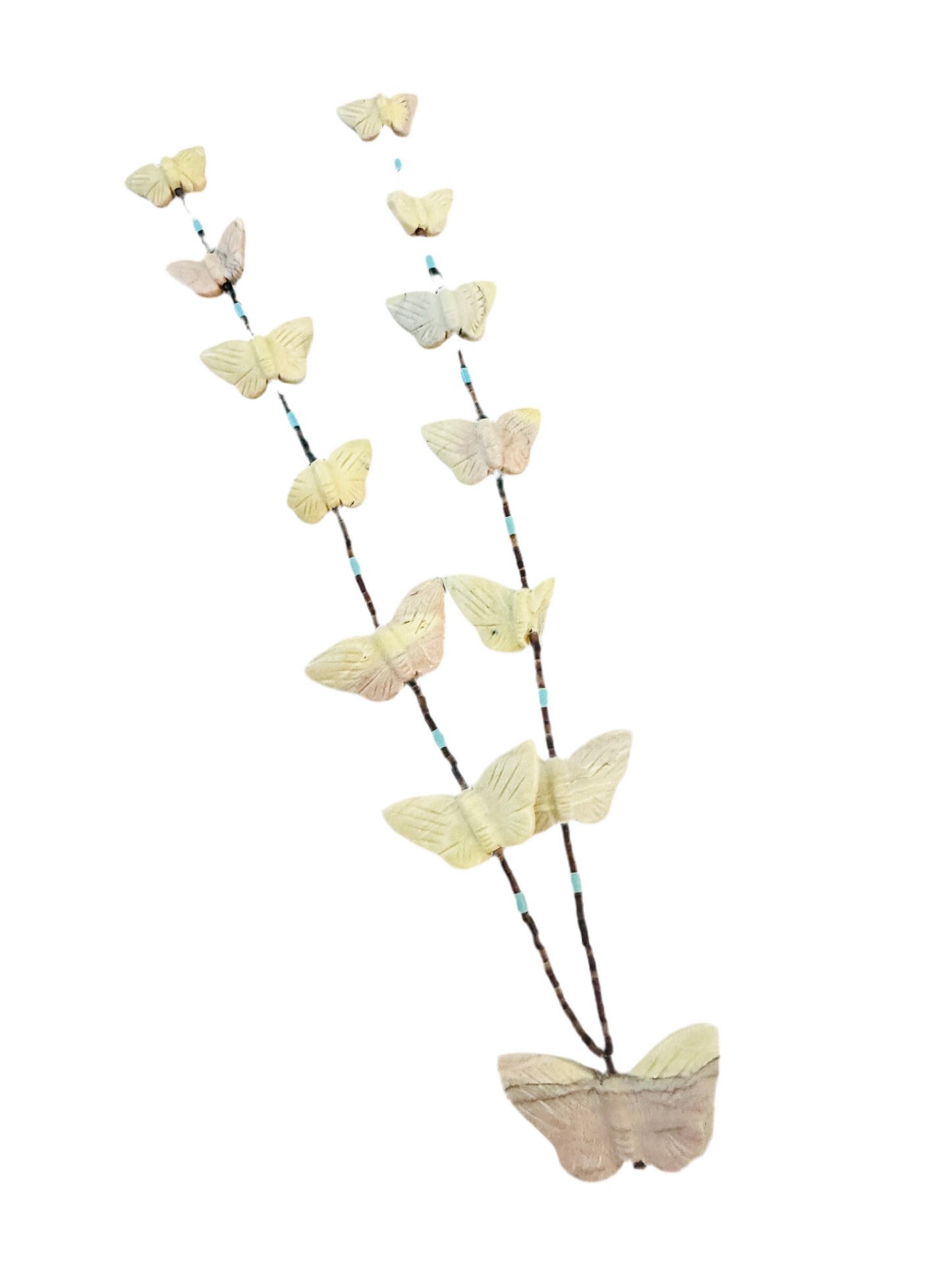 Zuni Multi Stone & Heishi Beaded Butterfly Fetish Necklace