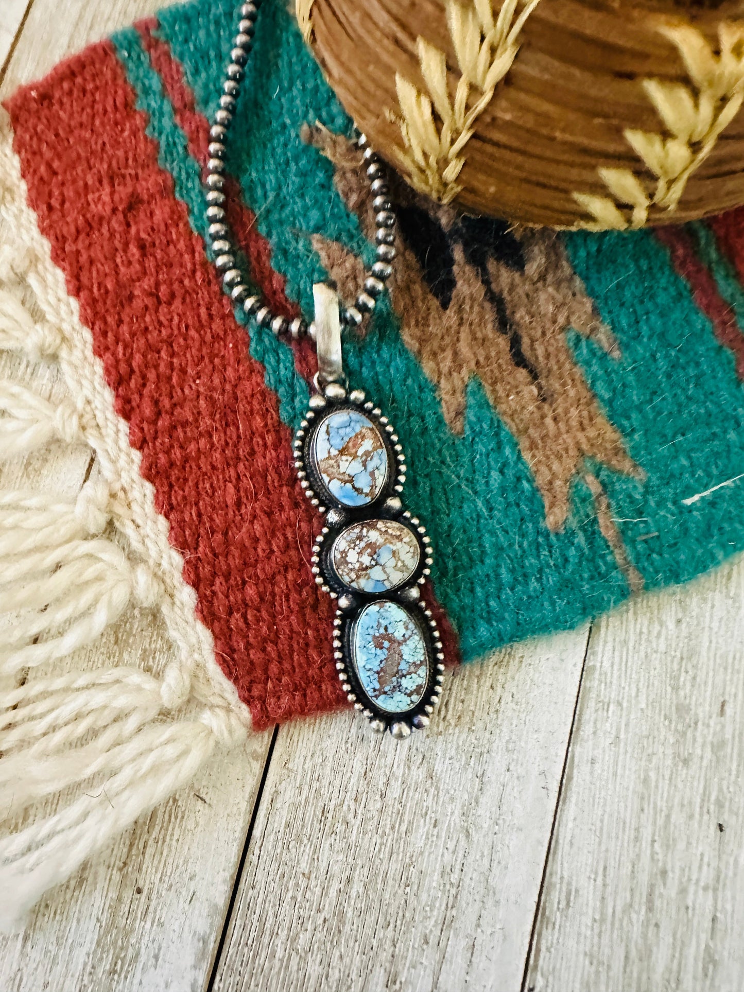 Navajo Golden Hills Turquoise & Sterling Silver Pendant