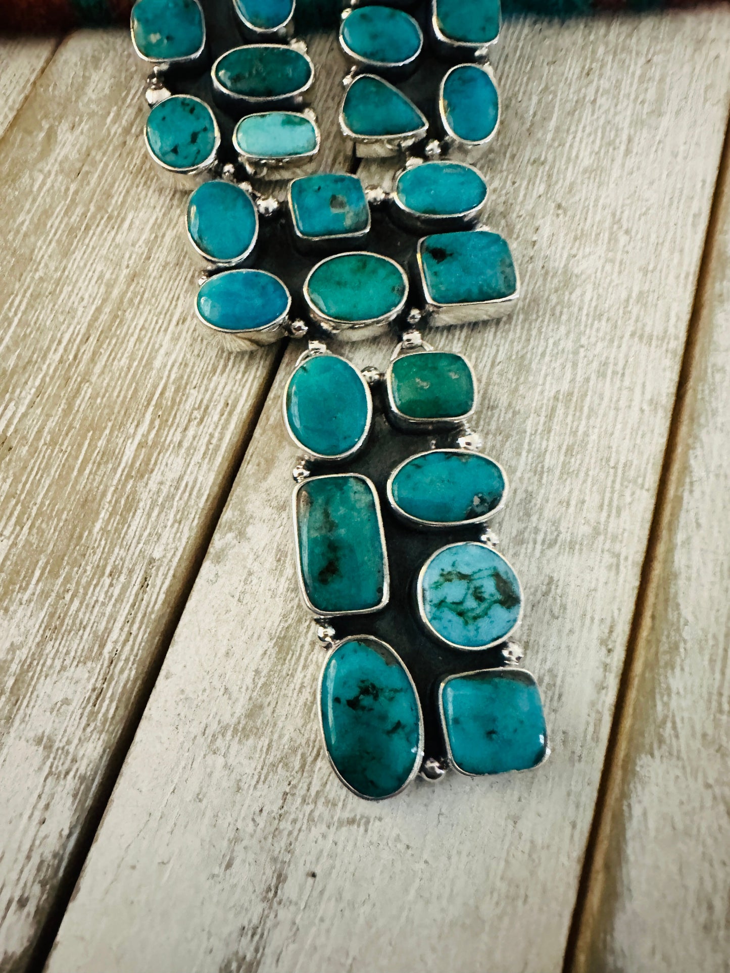 Handmade Sterling Silver & Turquoise Cluster Necklace