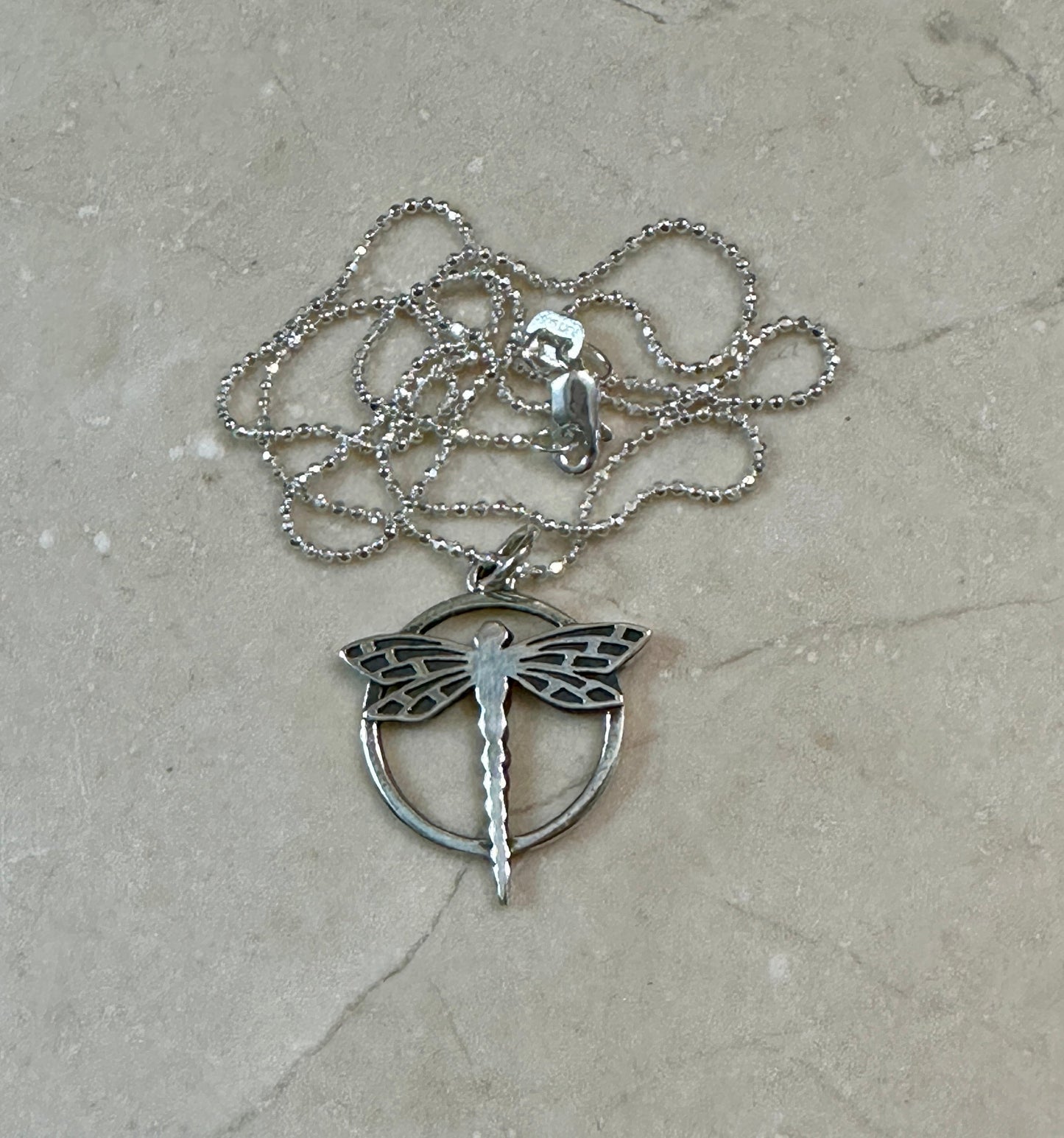 Dragonfly in Circle Pendant Necklace