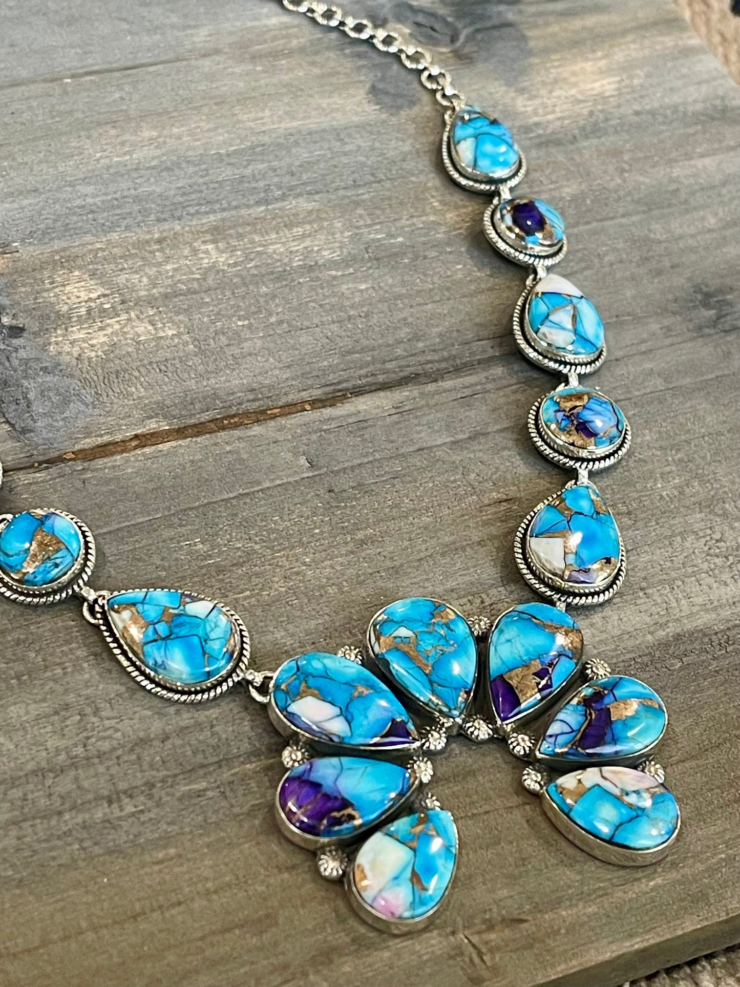 Handmade Sterling Silver & Purple Kingman Mojave Naja Necklace