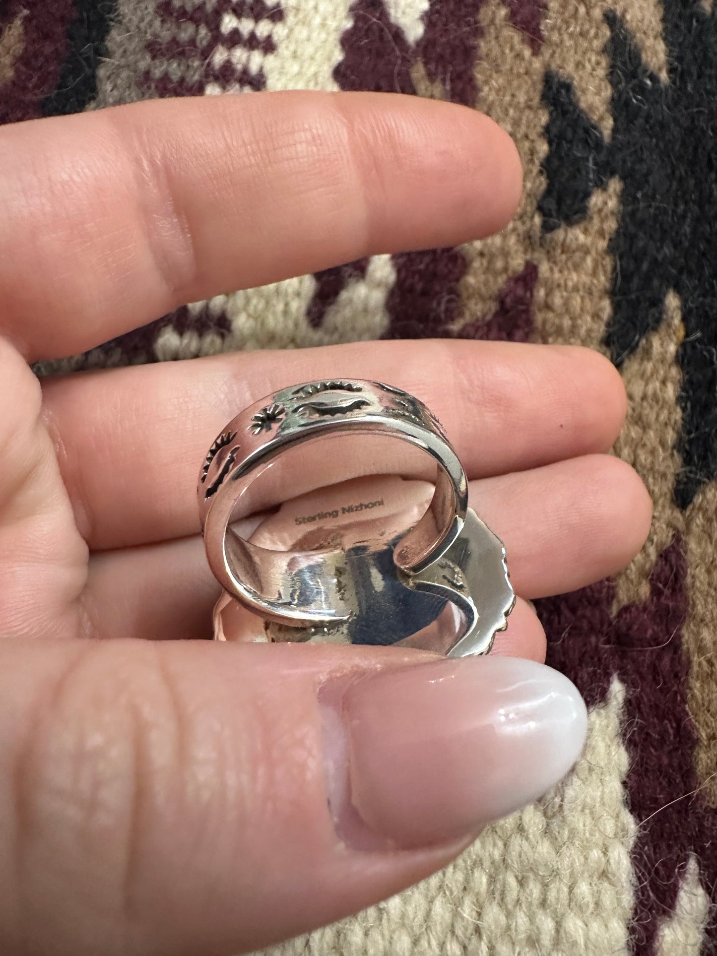 Beautiful Handmade Sonoran Mountain Turquoise And Sterling Silver Ball Adjustable Heart Ring