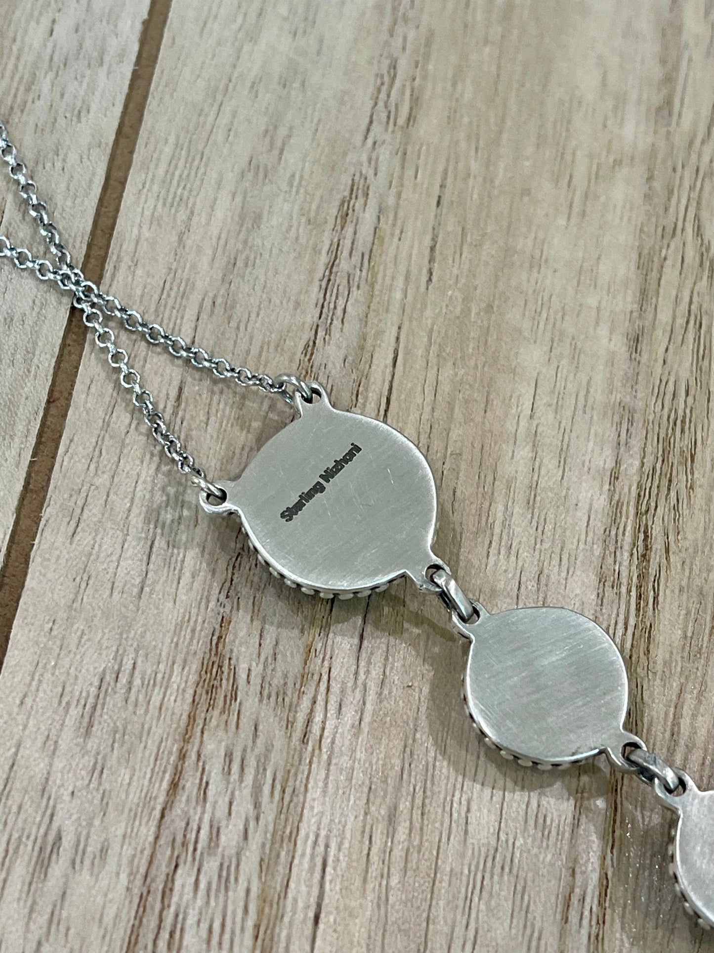 Handmade Sterling Silver & New Lander Turquoise Drop Necklace Signed Nizhoni