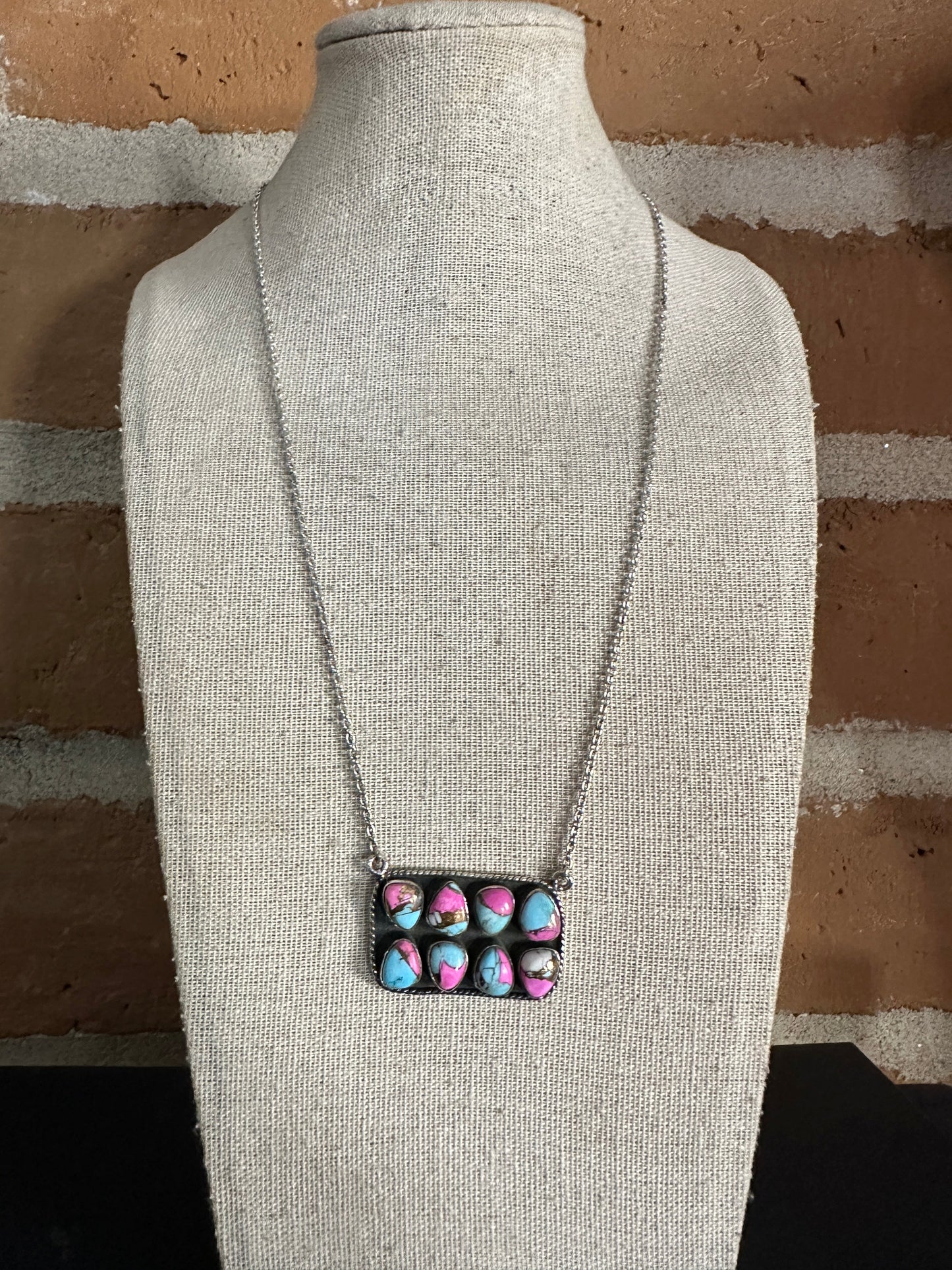 Handmade Cotton Candy Sterling Silver Bar Necklace