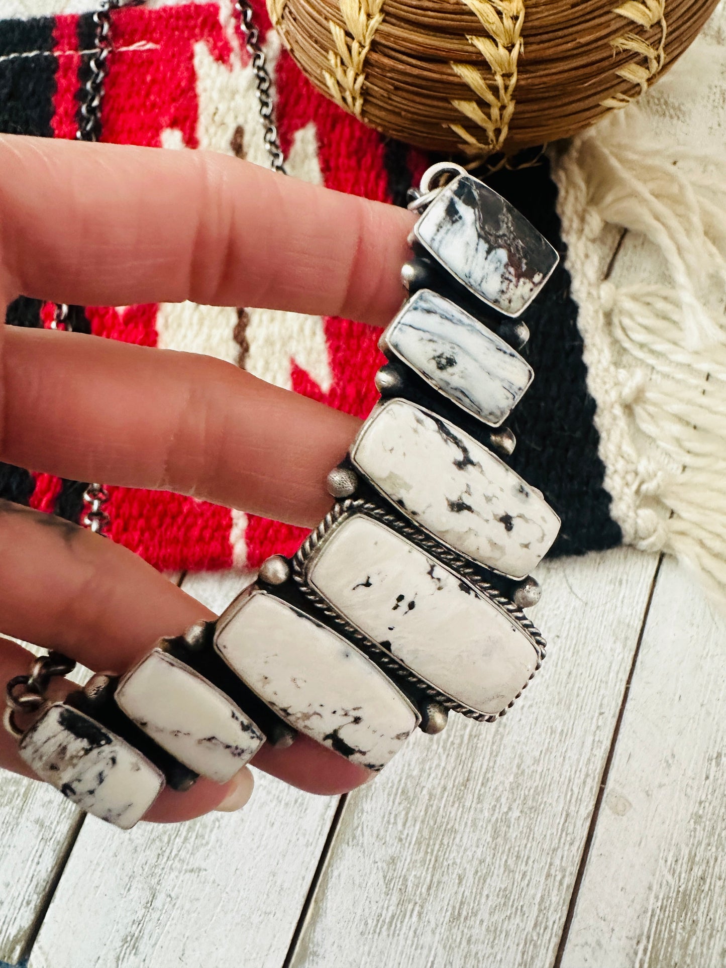 Navajo White Buffalo & Sterling Silver Necklace