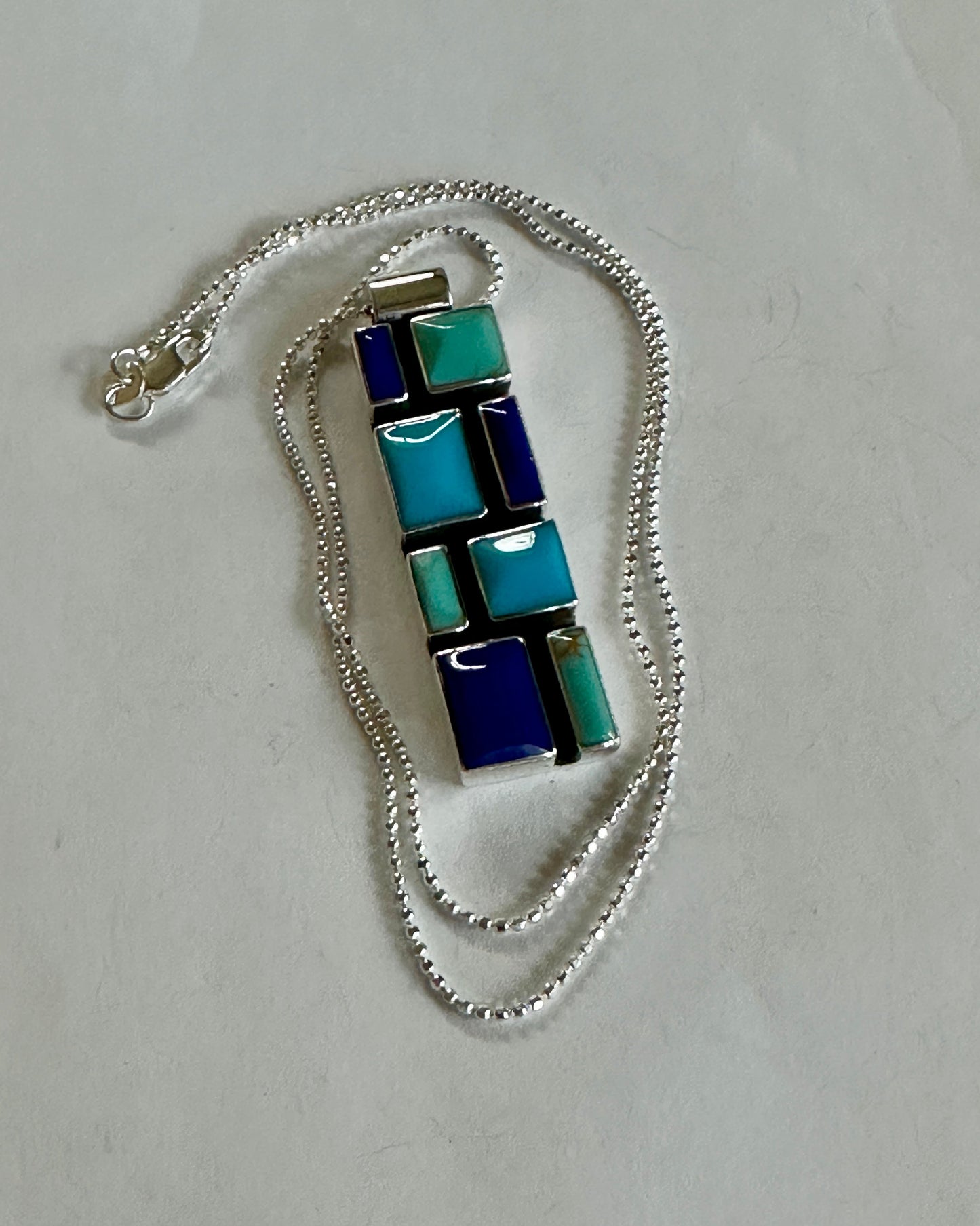 Slim Azul Mosaic Pendant Necklace