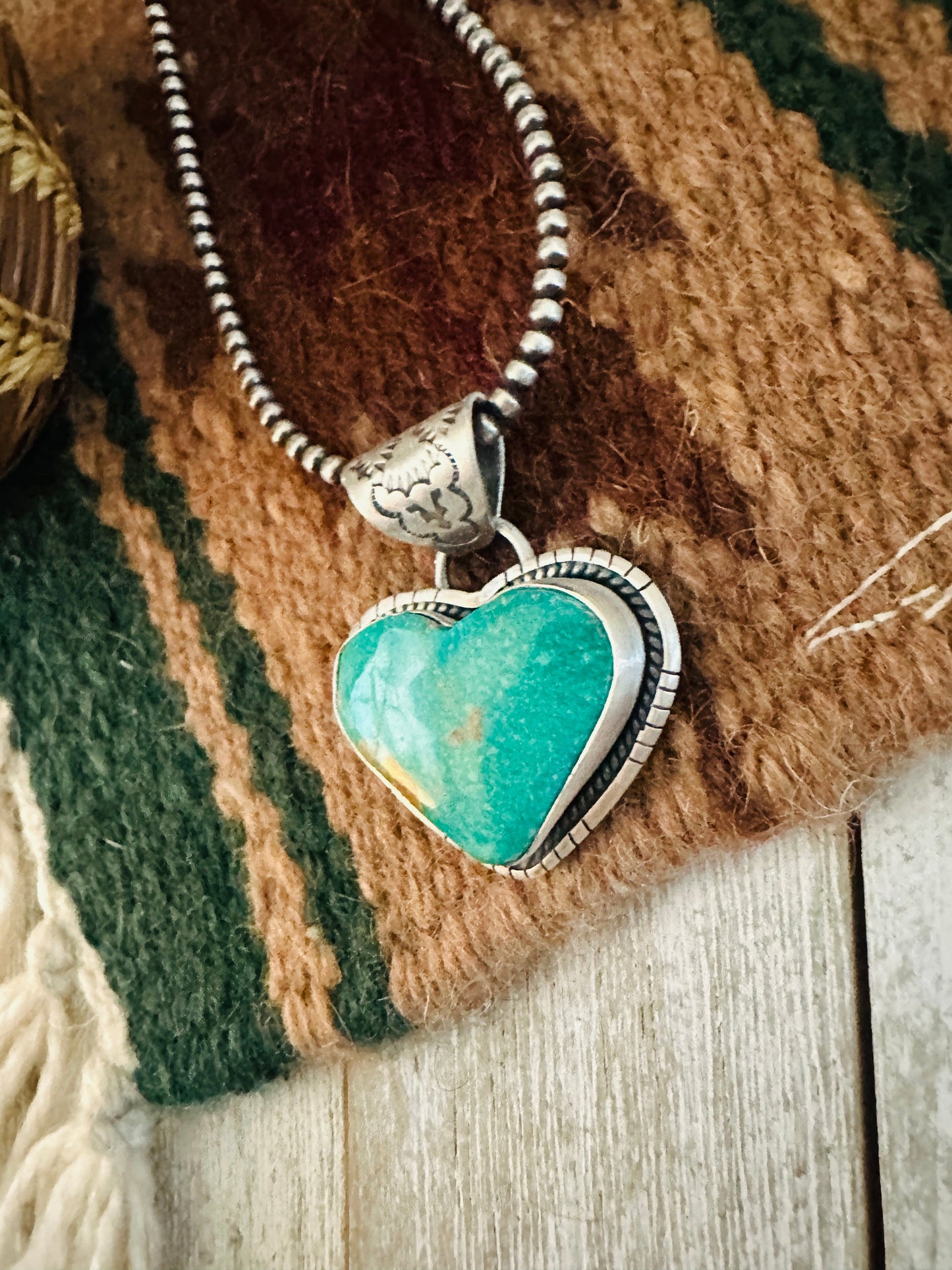 Handmade Turquoise & Sterling Silver Heart Pendant