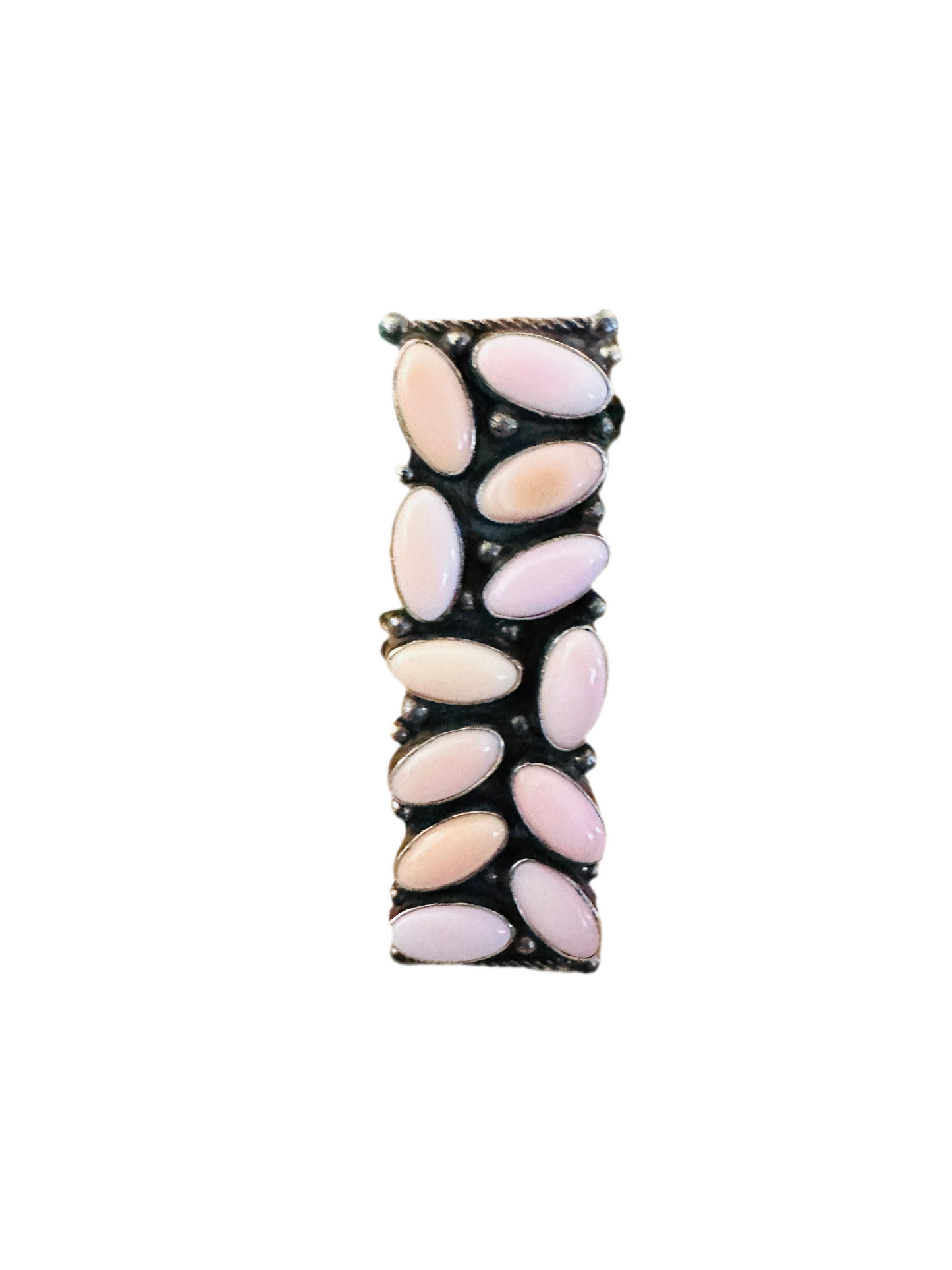 Navajo Queen Pink Conch & Sterling Silver Adjustable Ring by Jacqueline Silver